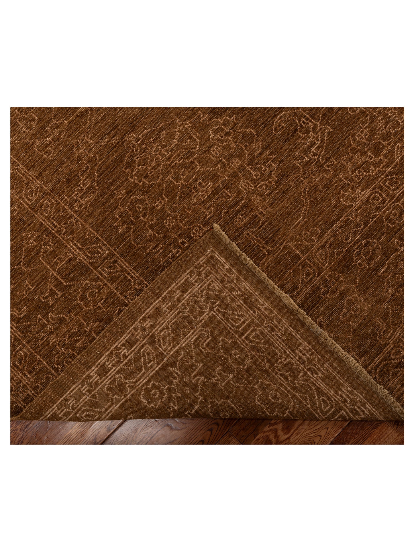 Defne Ruby Brown Gold 8.3x10 Hand Knotted Rug