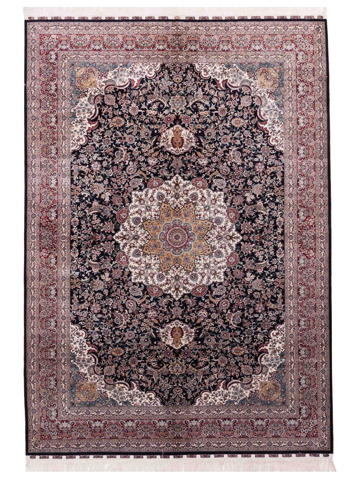 Pasha Pure Silk  Navy Red Traditional