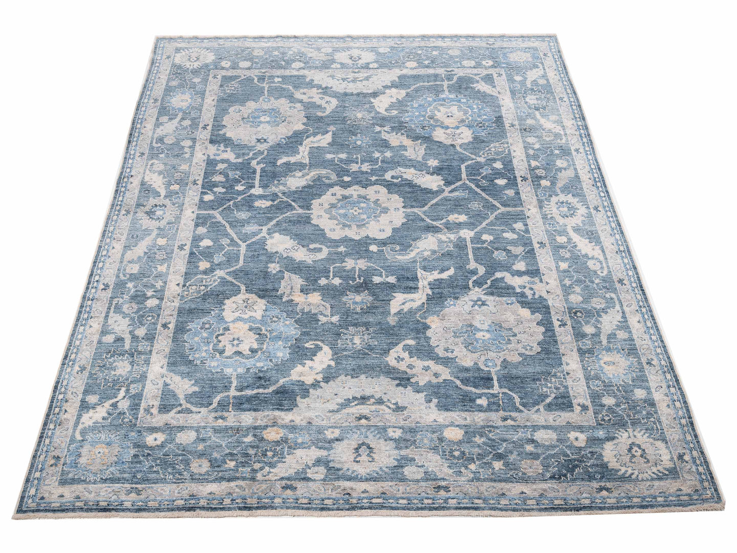 Angora Oushak 152887 Blue Dark Blue 10.2x12.5 Hand Knotted Rug