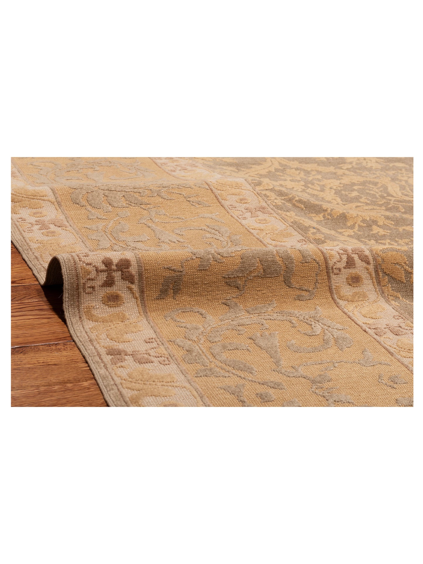 Antique Loom 108166 Silver Gold 12.4x15.4 Hand Knotted Rug