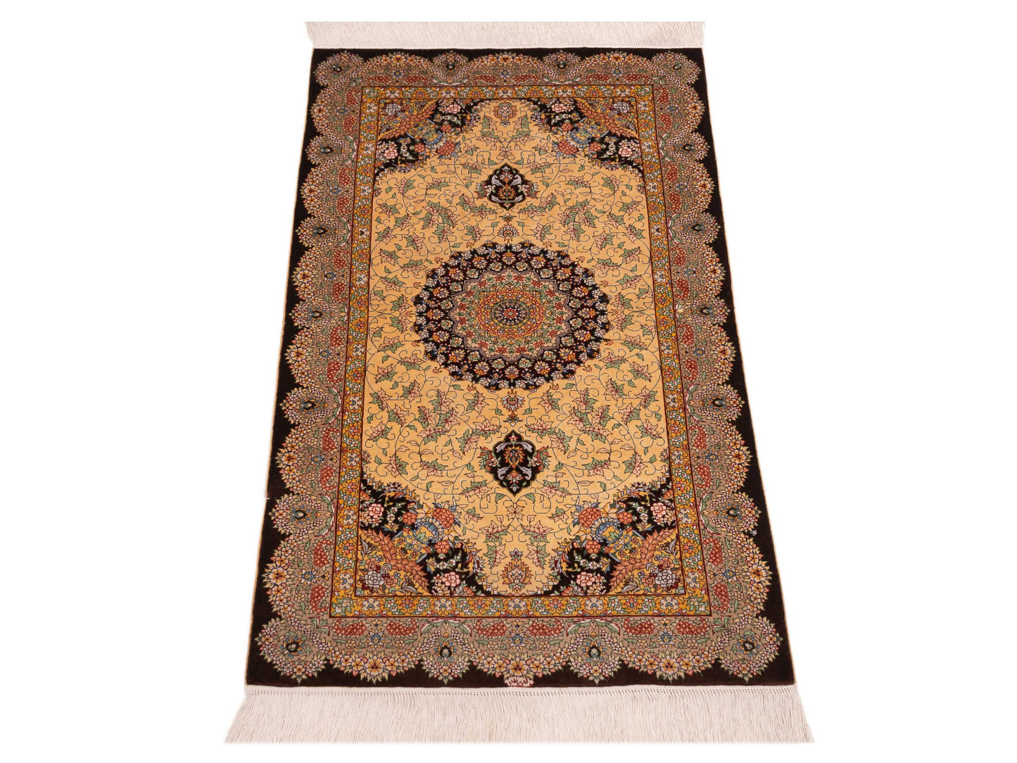 Pure Silk 122116 Gold Brown 2.4x4.1 Hand Knotted Rug