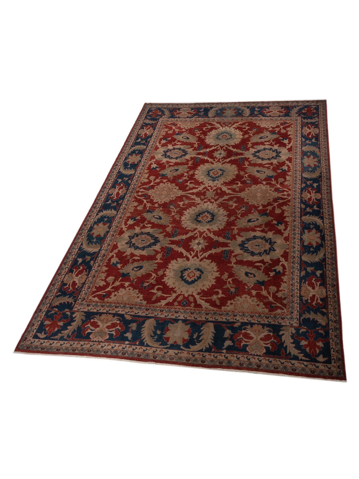 Turkish Elvan 69860 Red Navy 12.2x17.1 Hand Knotted Rug