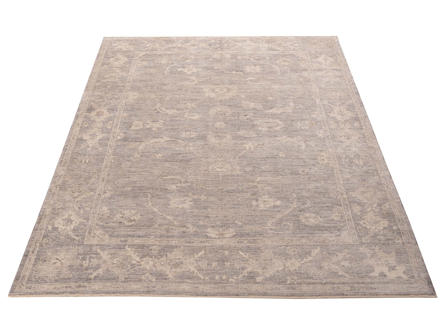 Angora Oushak 156079 Gray Gray 8.11x11.8 Hand Knotted Rug