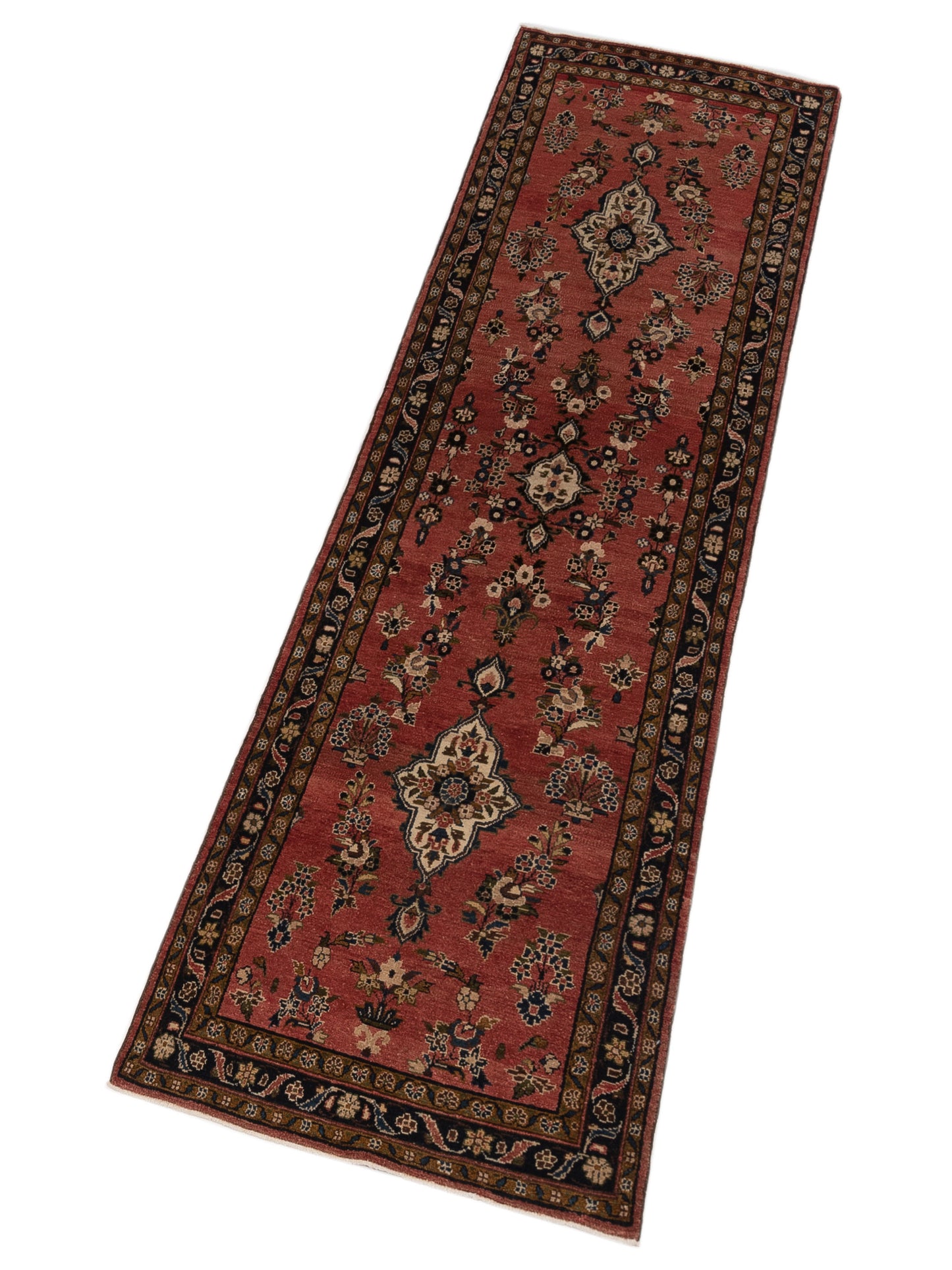 Persian 85748 Rust Brown 3.6x13.2 Hand Knotted Rug