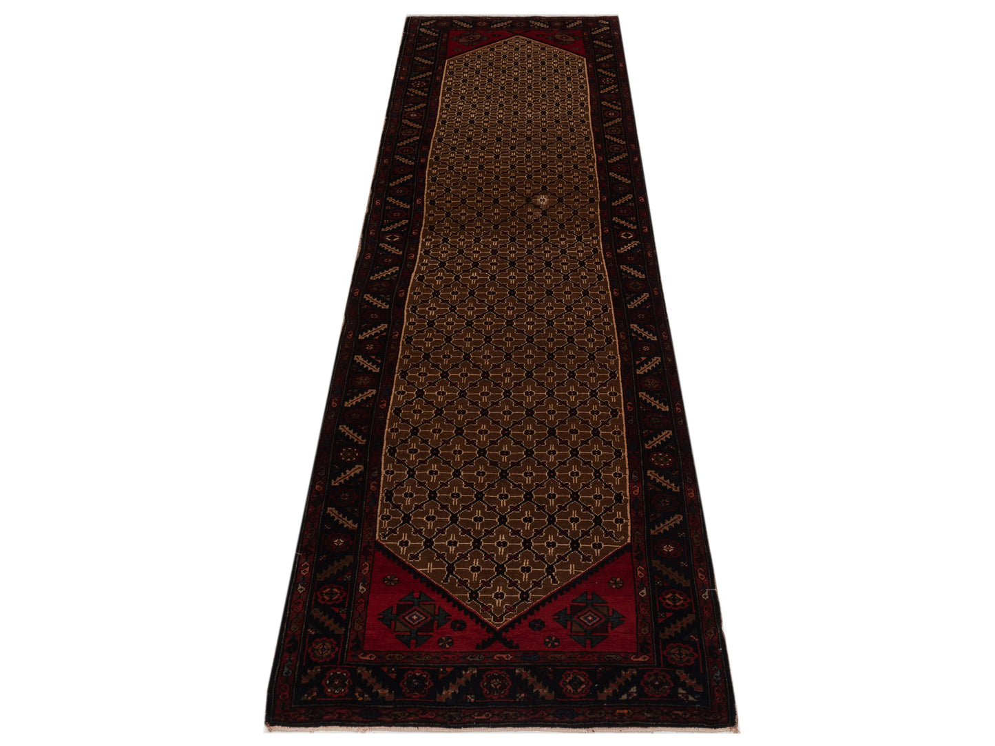 Persian 85762 Brown Navy 3.5x12.11 Hand Knotted Rug