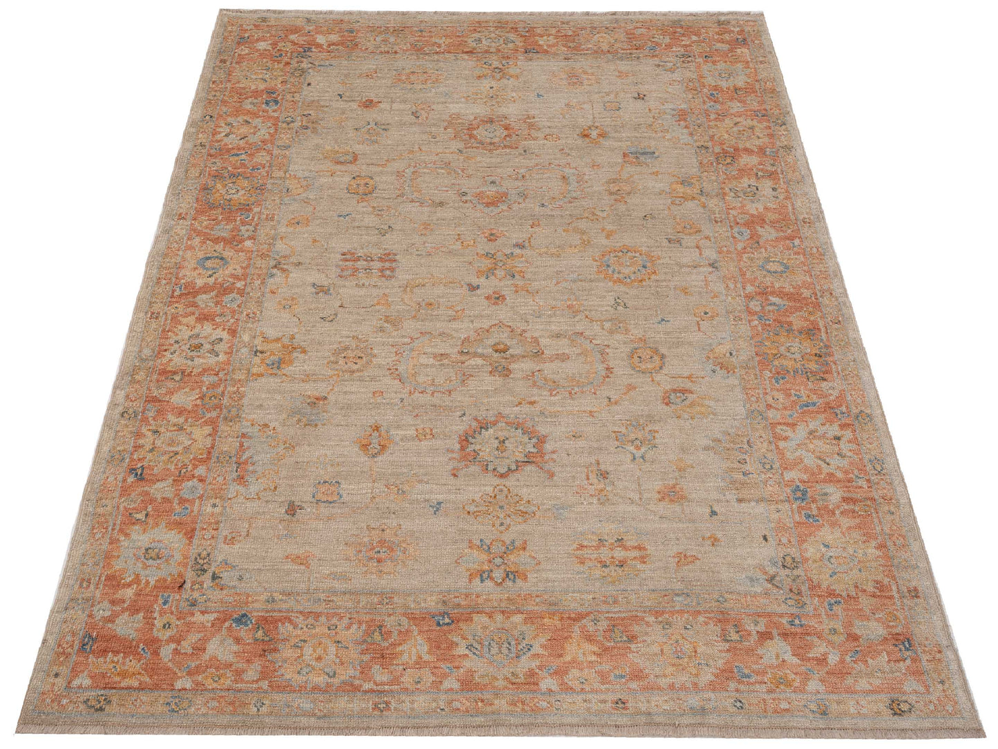 Angora Oushak 149319 Beige Rust 6x8.6 Hand Knotted Rug