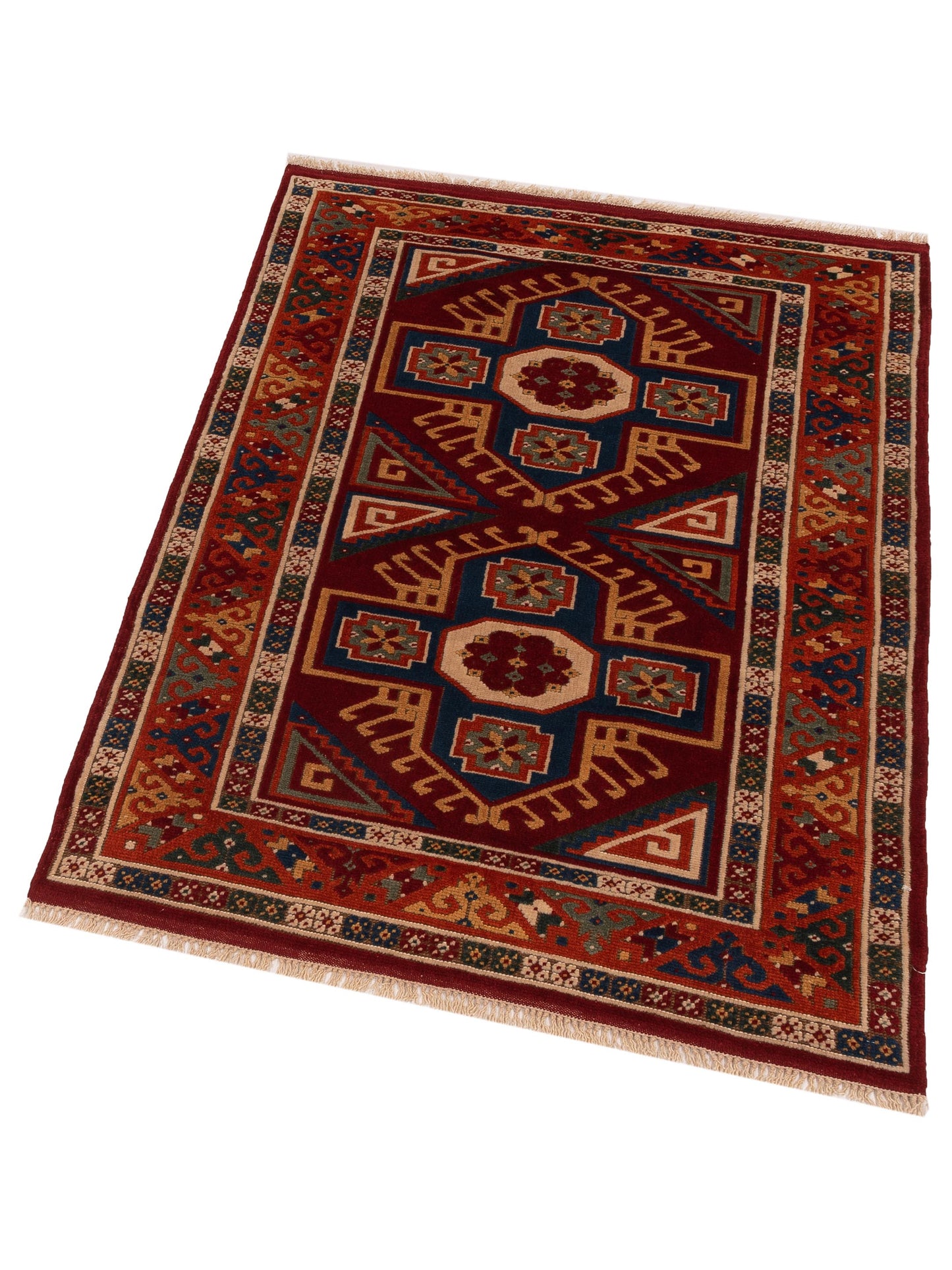 Turkish Shirwan 145226 Red Orange 4x5.5 Hand Knotted Rug