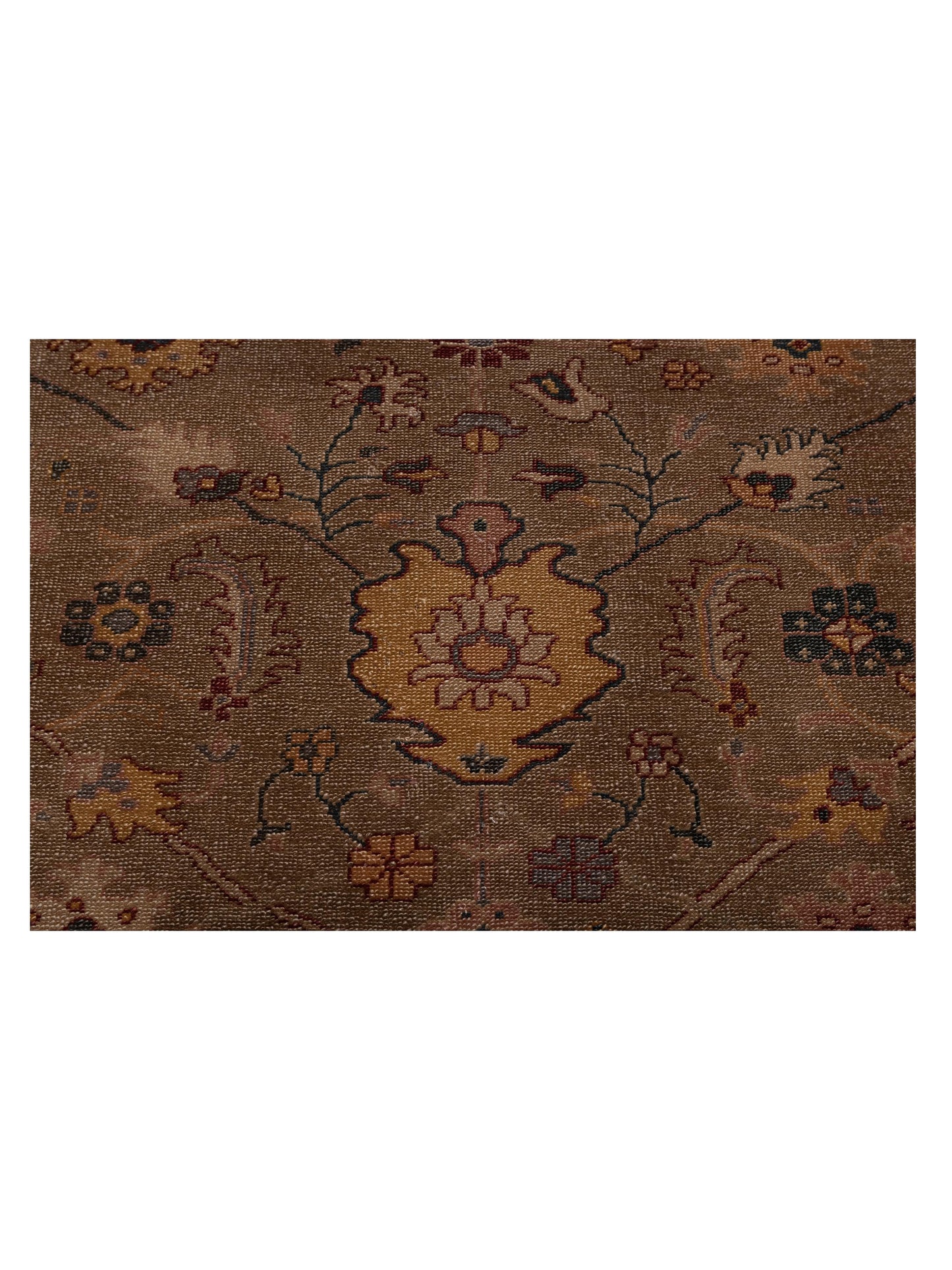 Turkish Elvan Maile Green Pink 12x17.4 Hand Knotted Rug