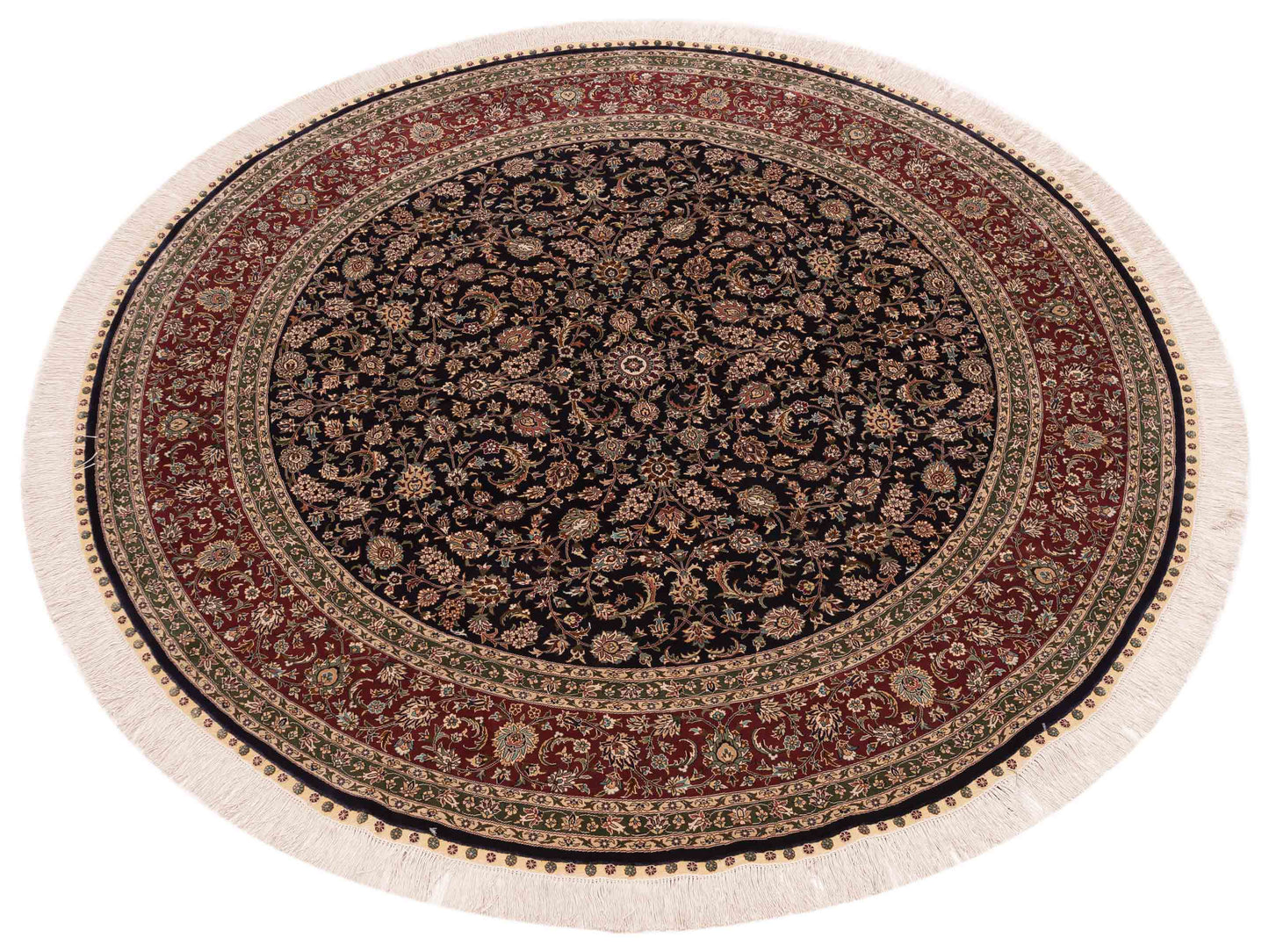 Pure Silk 125293 Navy Red 6.1x6.1 Hand Knotted Rug