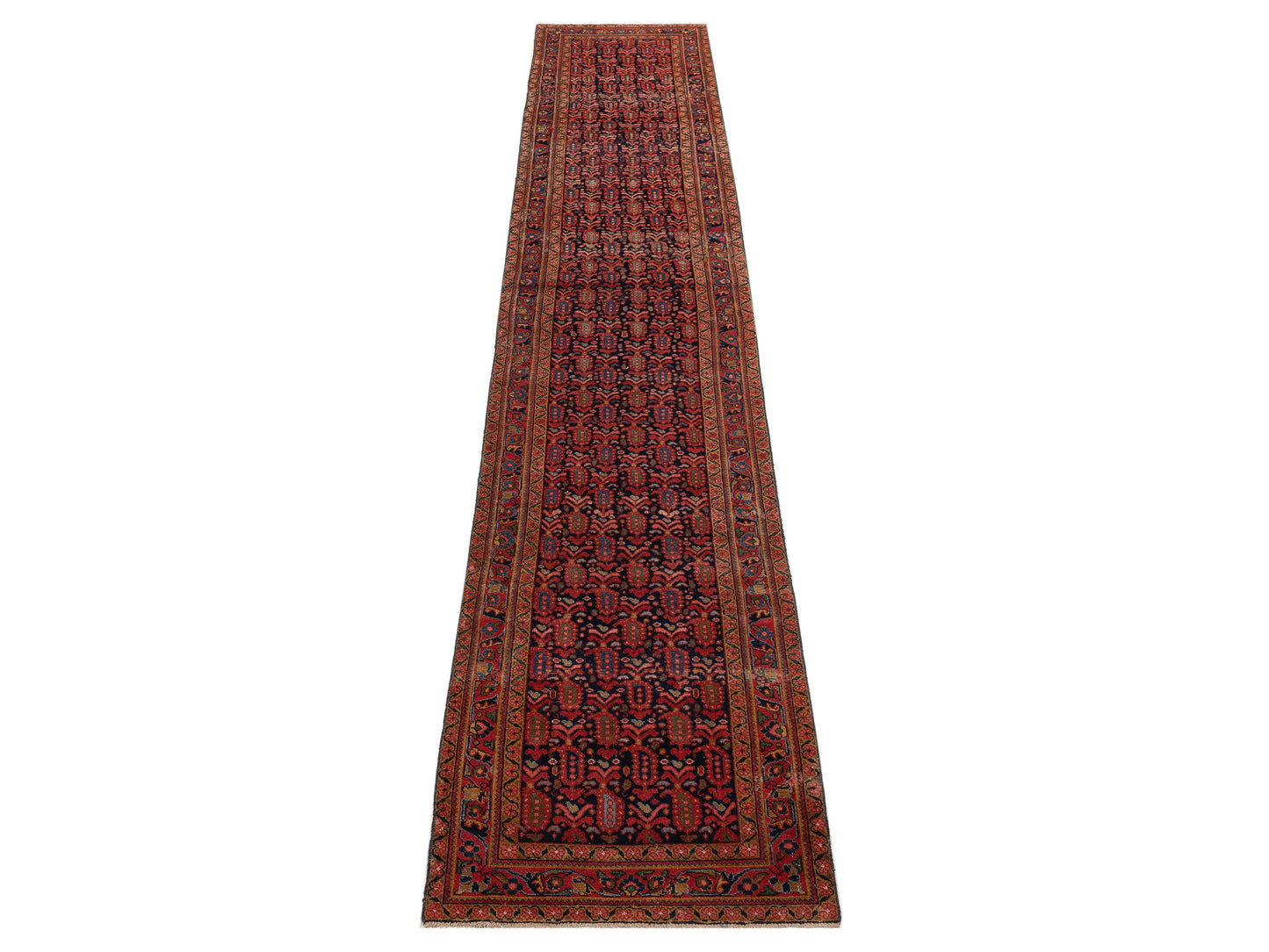 Persian 154336 Blue Red 3.2x15.10 Hand Knotted Rug
