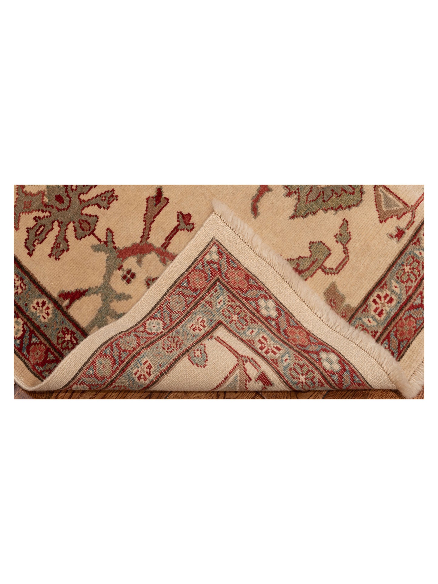 Antique Loom 147363 Ivory Green 3x11.1 Hand Knotted Rug