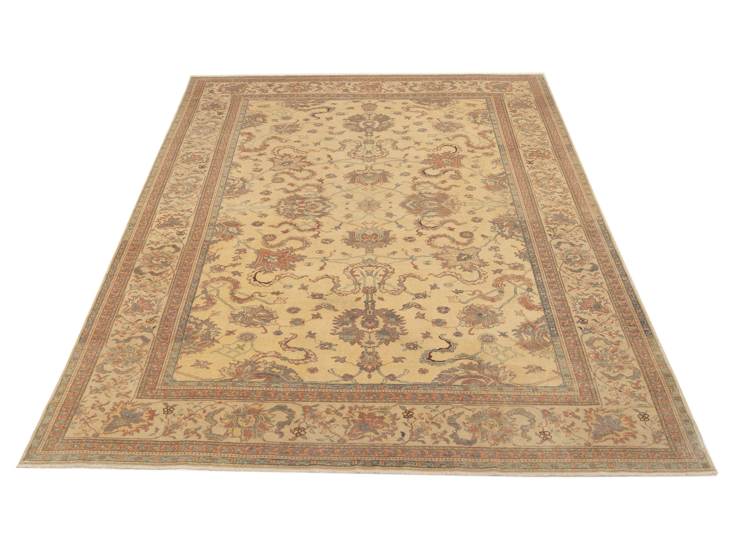 Antique Loom 108052 Gold Ivory 9.4x11.5 Hand Knotted Rug
