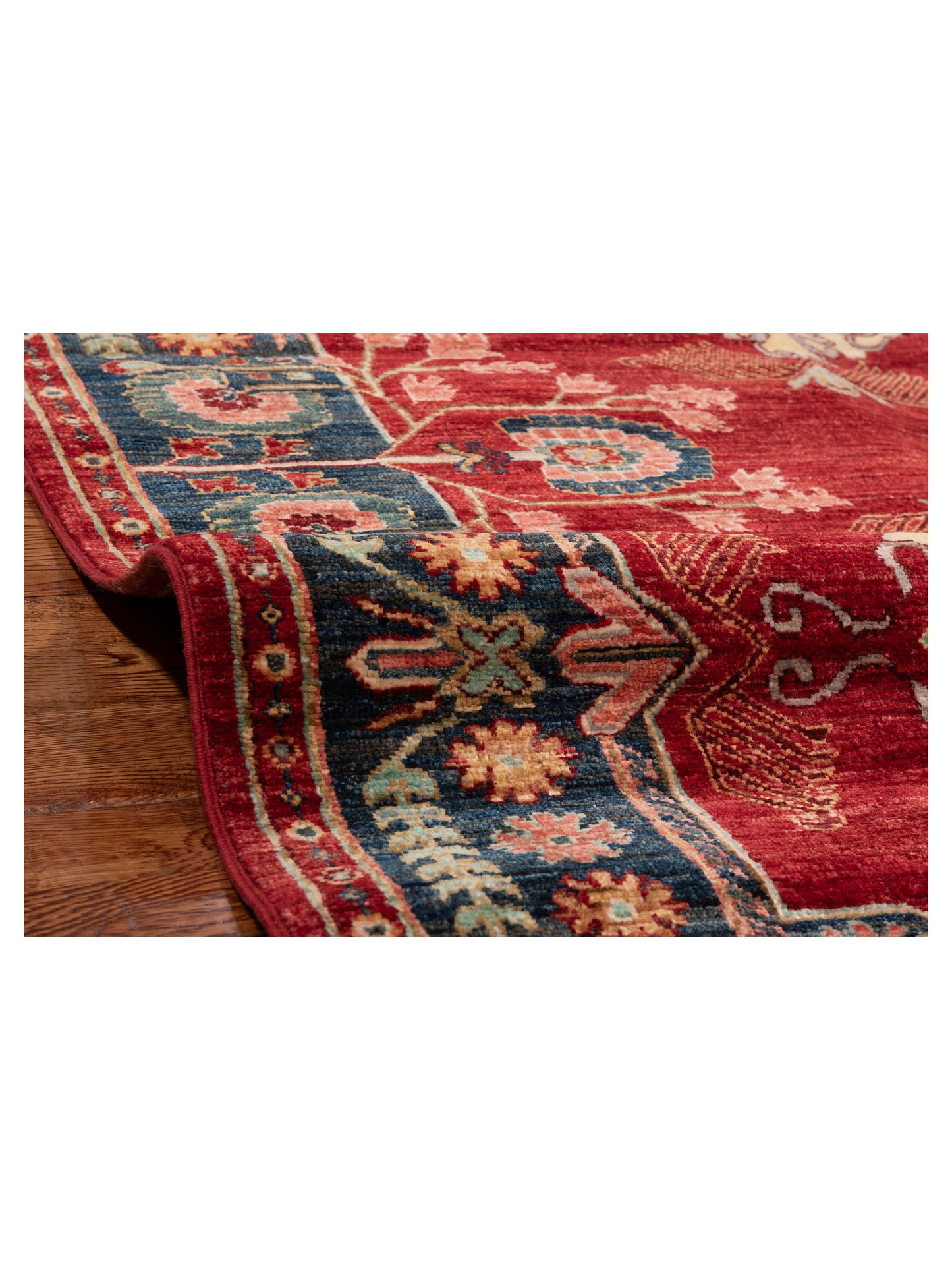 Sultan 152363 Red Blue 4.2x12 Hand Knotted Rug