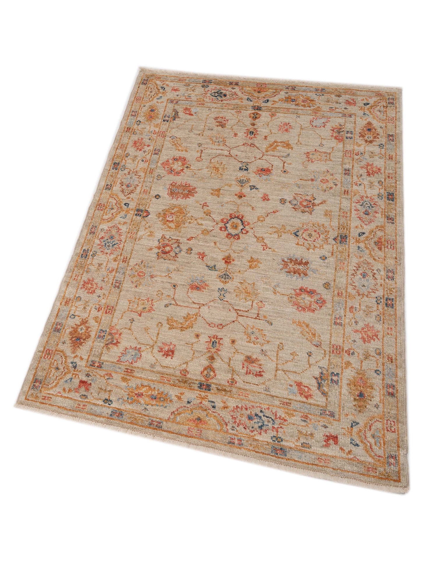 Angora Oushak 147999 Ivory Ivory 4.1x6.1 Hand Knotted Rug