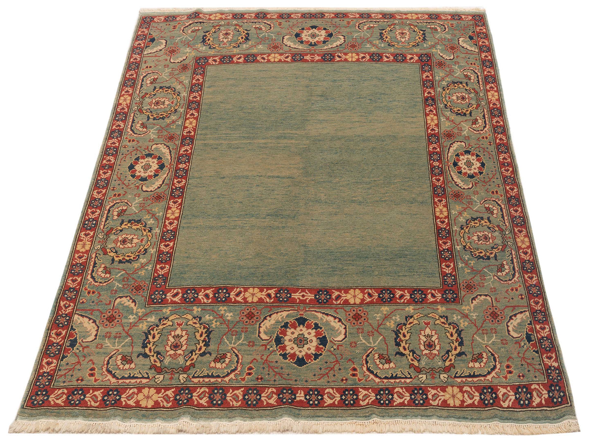Antique Loom 104542 Green 6.9x6.10 Hand Knotted Rug