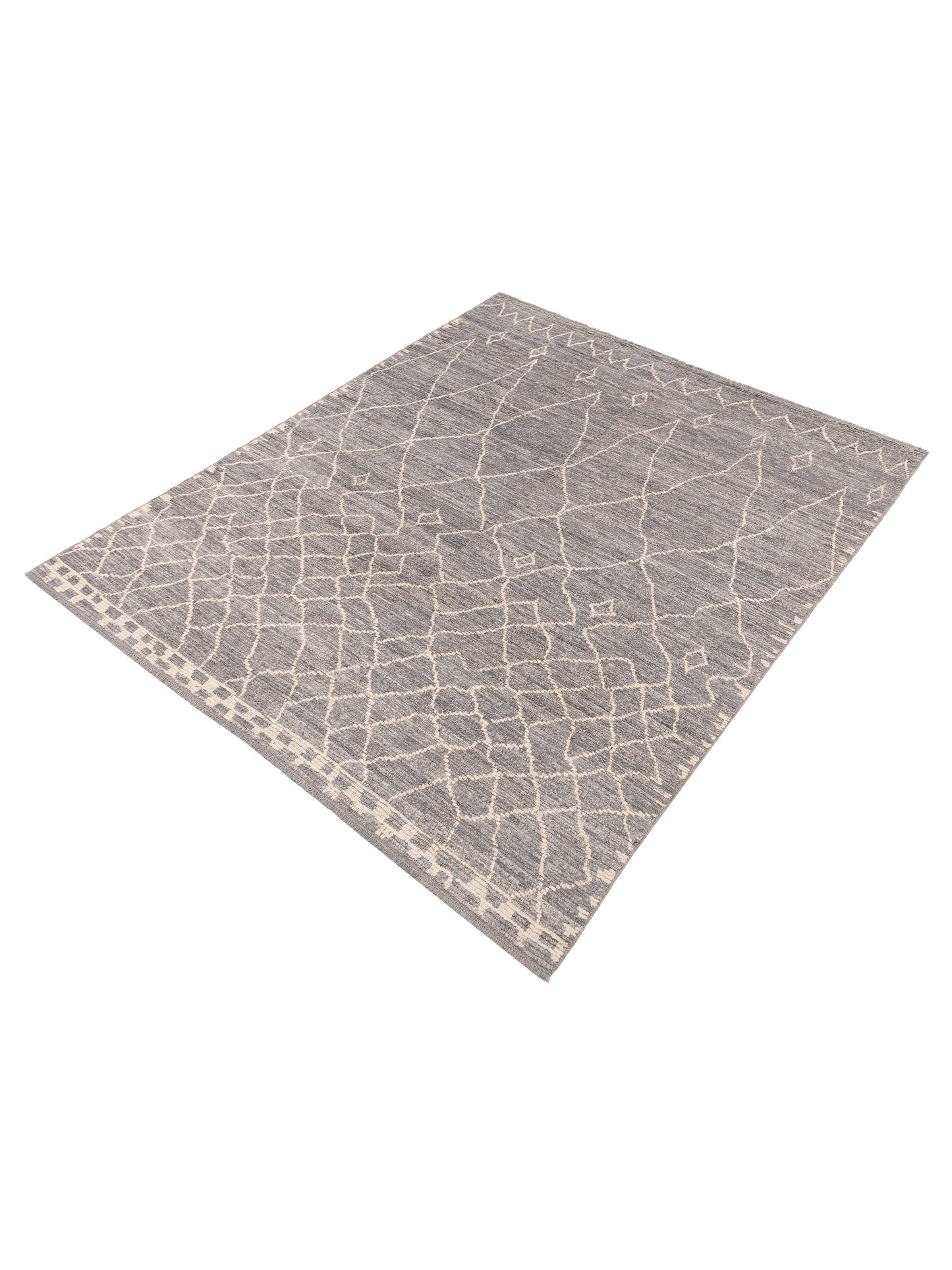 Berber Aspendos Gray Ivory 8.6x10.5 Hand Knotted Rug