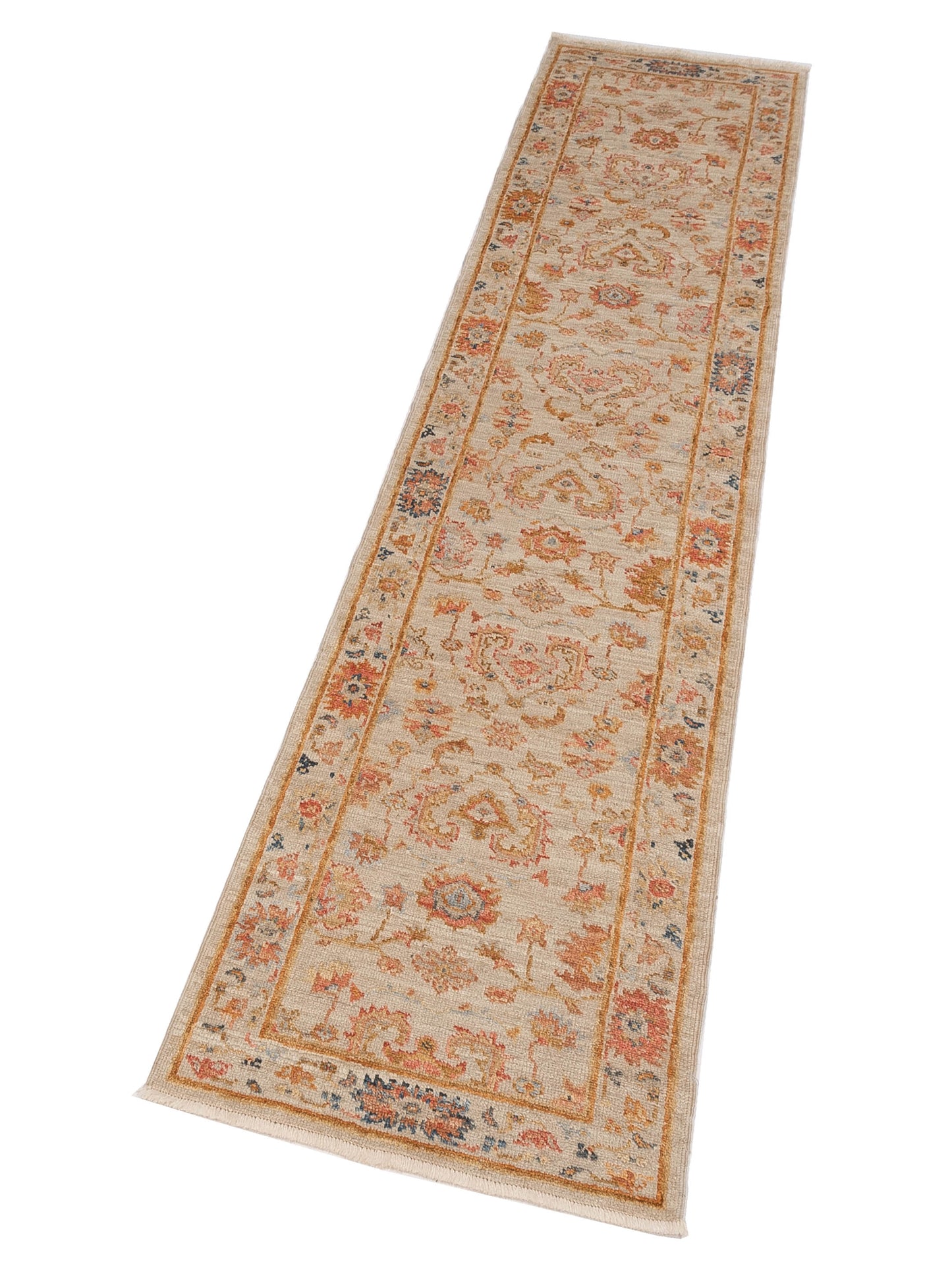 Angora Oushak 148080 Ivory Ivory 2.7x11.7 Hand Knotted Rug