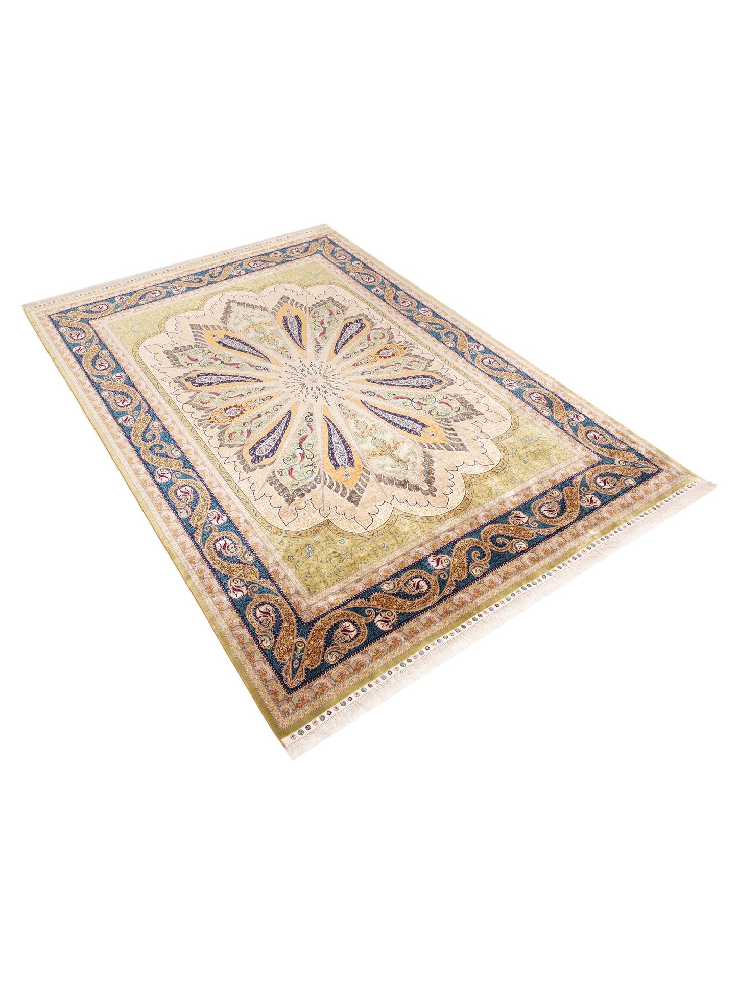 Elegance 154457 Green Blue 9.1x12.4 Hand Knotted Rug