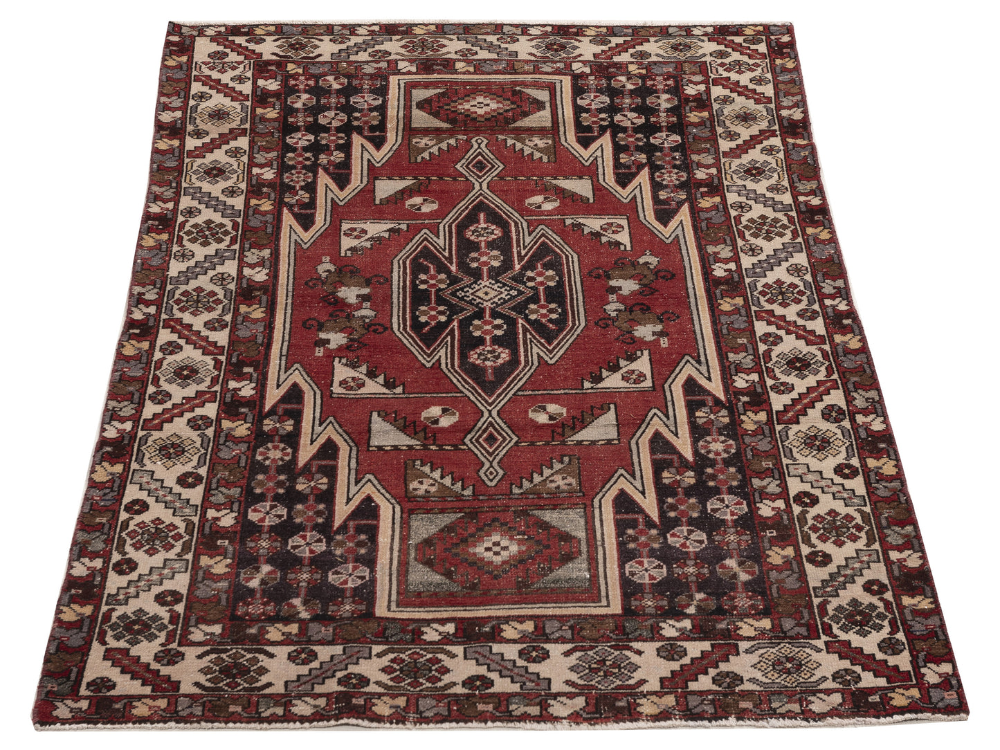 Persian 154350 Red Ivory 4.2x6.8 Hand Knotted Rug
