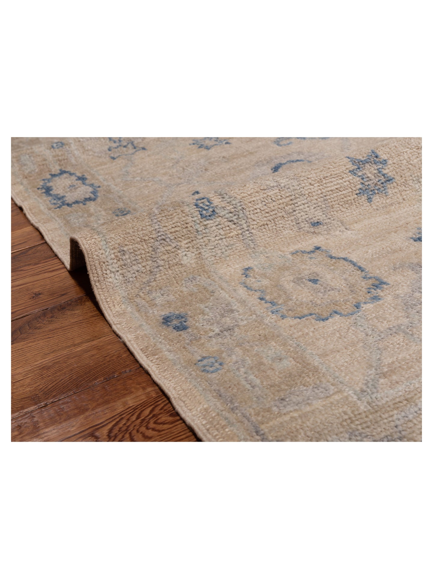 Angora Oushak 150305 Beige Blue 2.9x6.7 Hand Knotted Rug