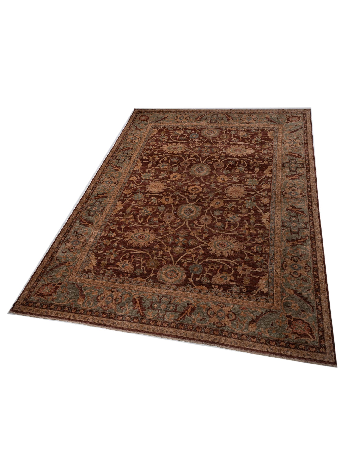Elvan Nursel Plum Green 14.4x17.9 Hand Knotted Rug