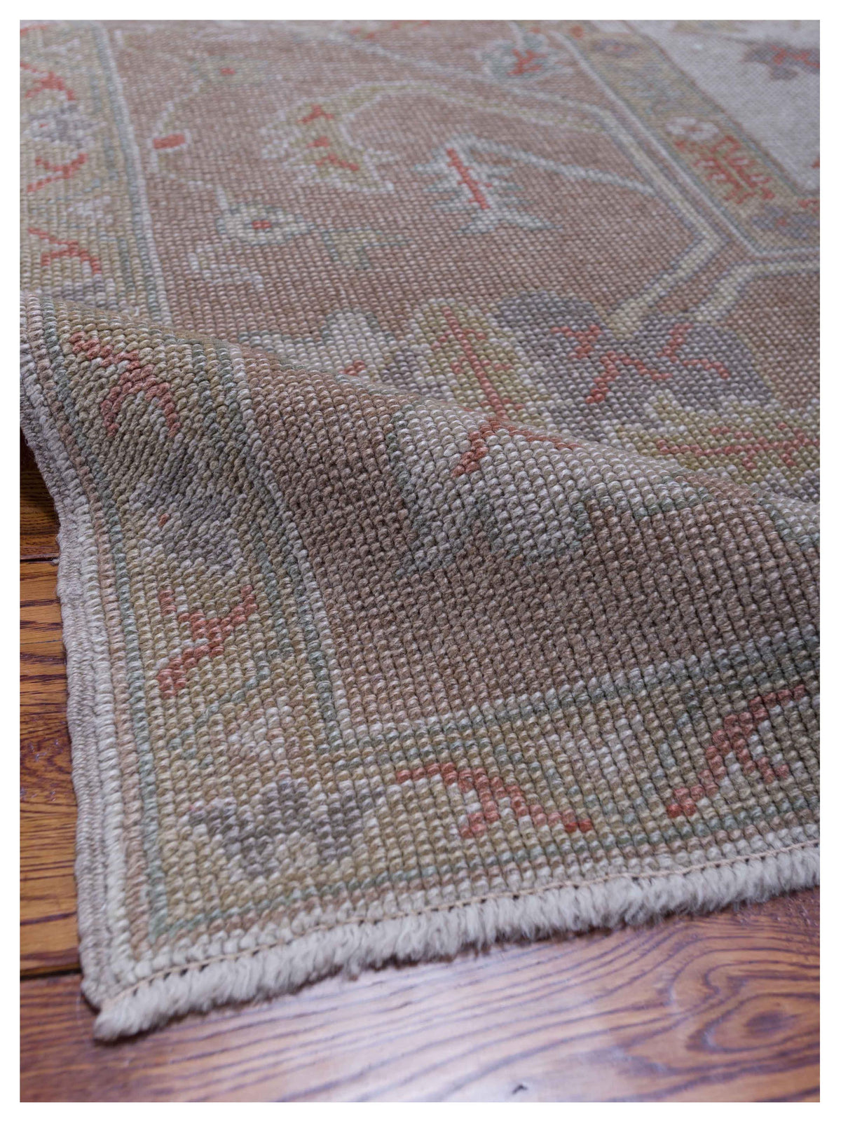 Anadol Oushak 97420 Ivory Light Brown 11.8x15.3 Hand Knotted Rug