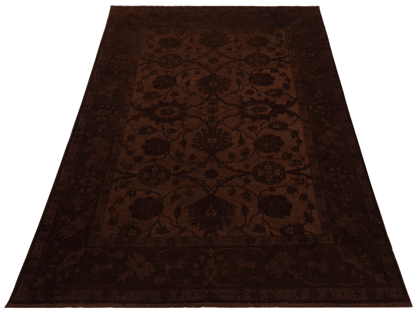 Vintage 105252 Dark Brown 6.10x9.8 Hand Knotted Rug