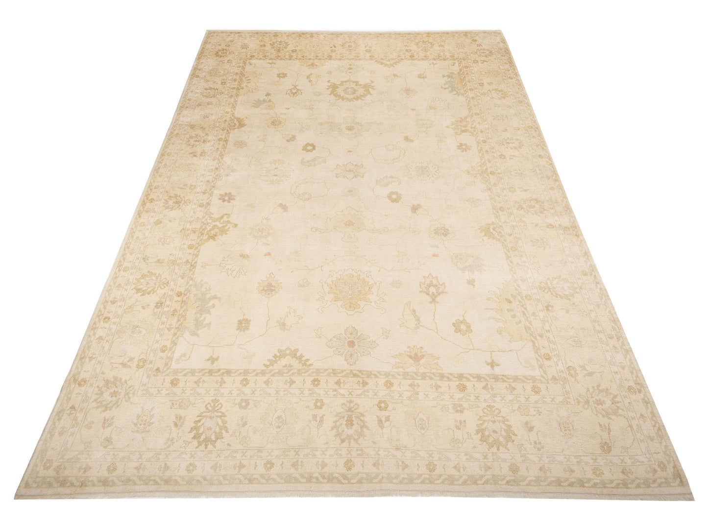 Angora Oushak 90619 Silver Gold 12.6x18.1 Hand Knotted Rug