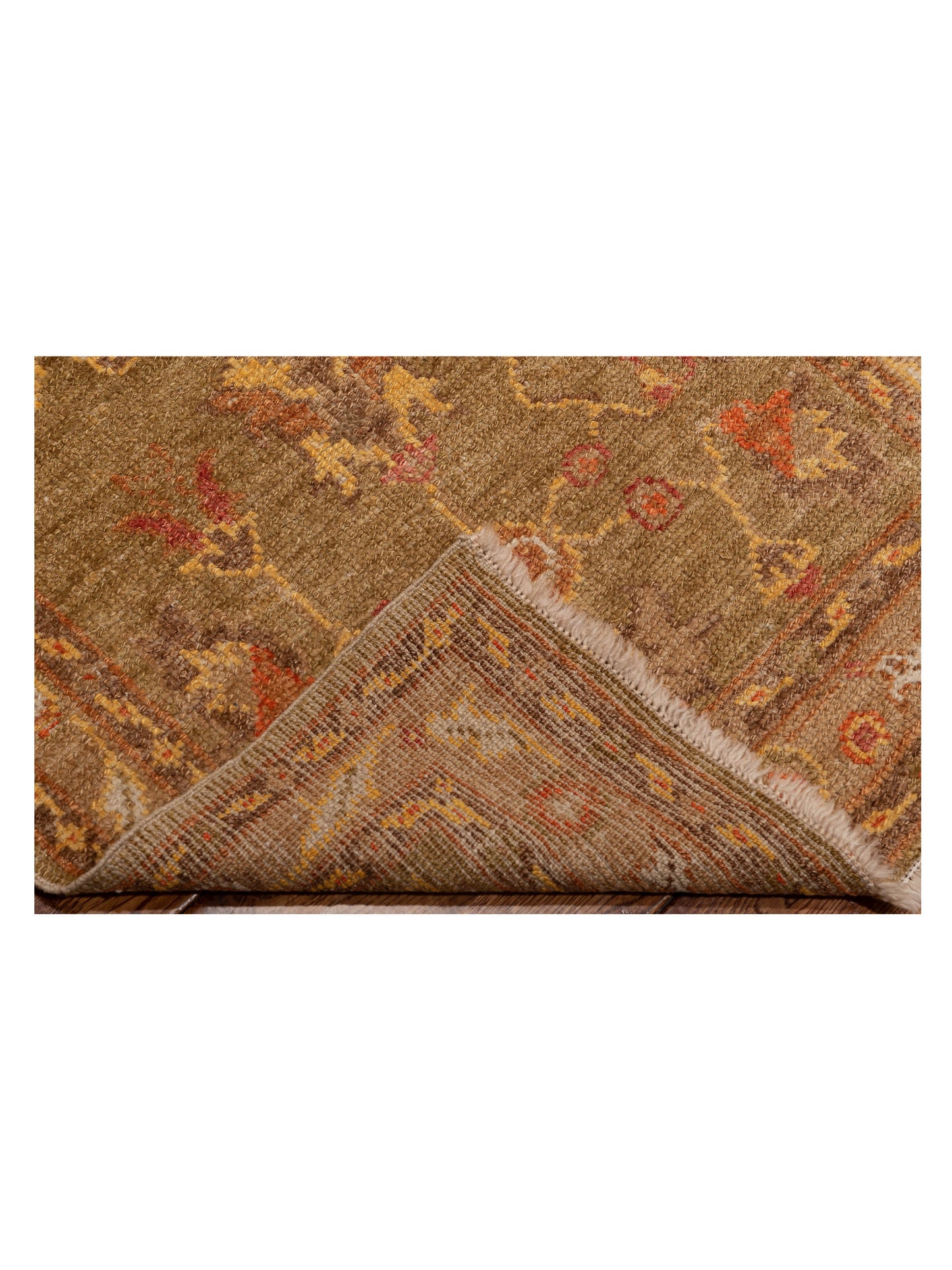 Angora Oushak 108978 Green Light Brown 2.7x12 Hand Knotted Rug
