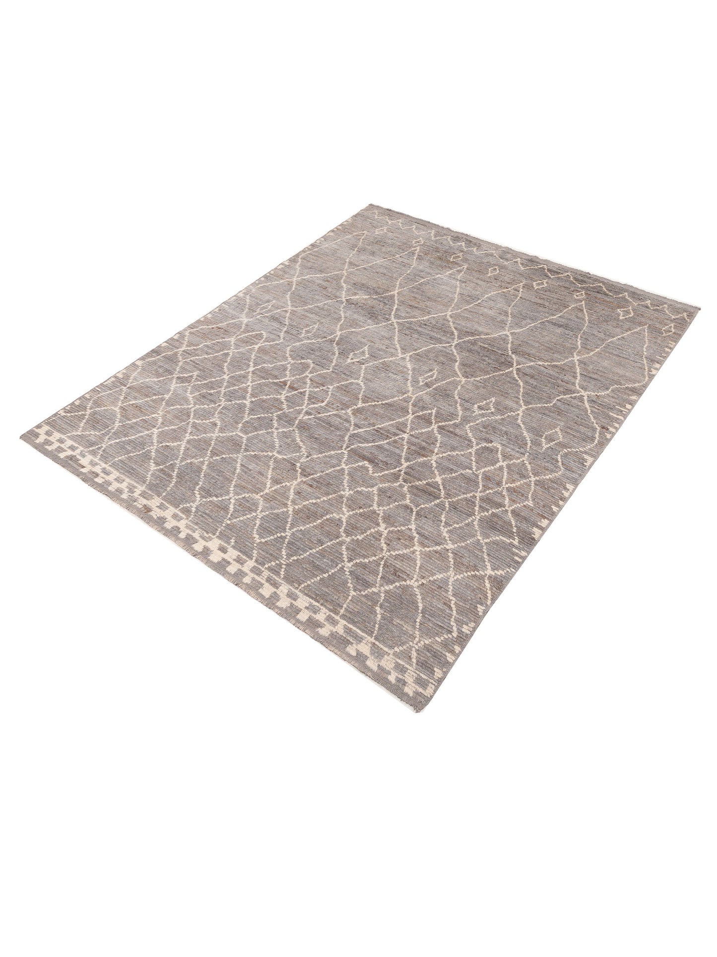Berber Aspendos Gray Gray 8.3x10.2 Hand Knotted Rug