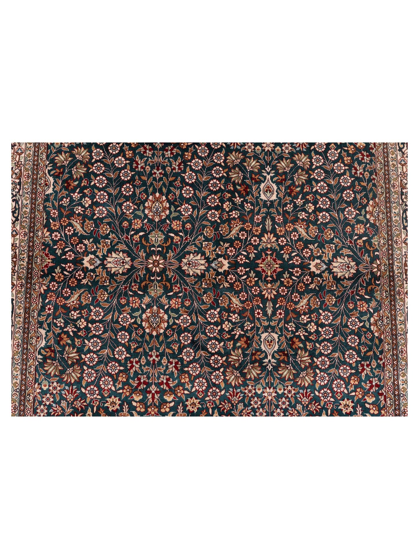 Pure Silk 120736 Green Ivory 3.1x5.1 Hand Knotted Rug