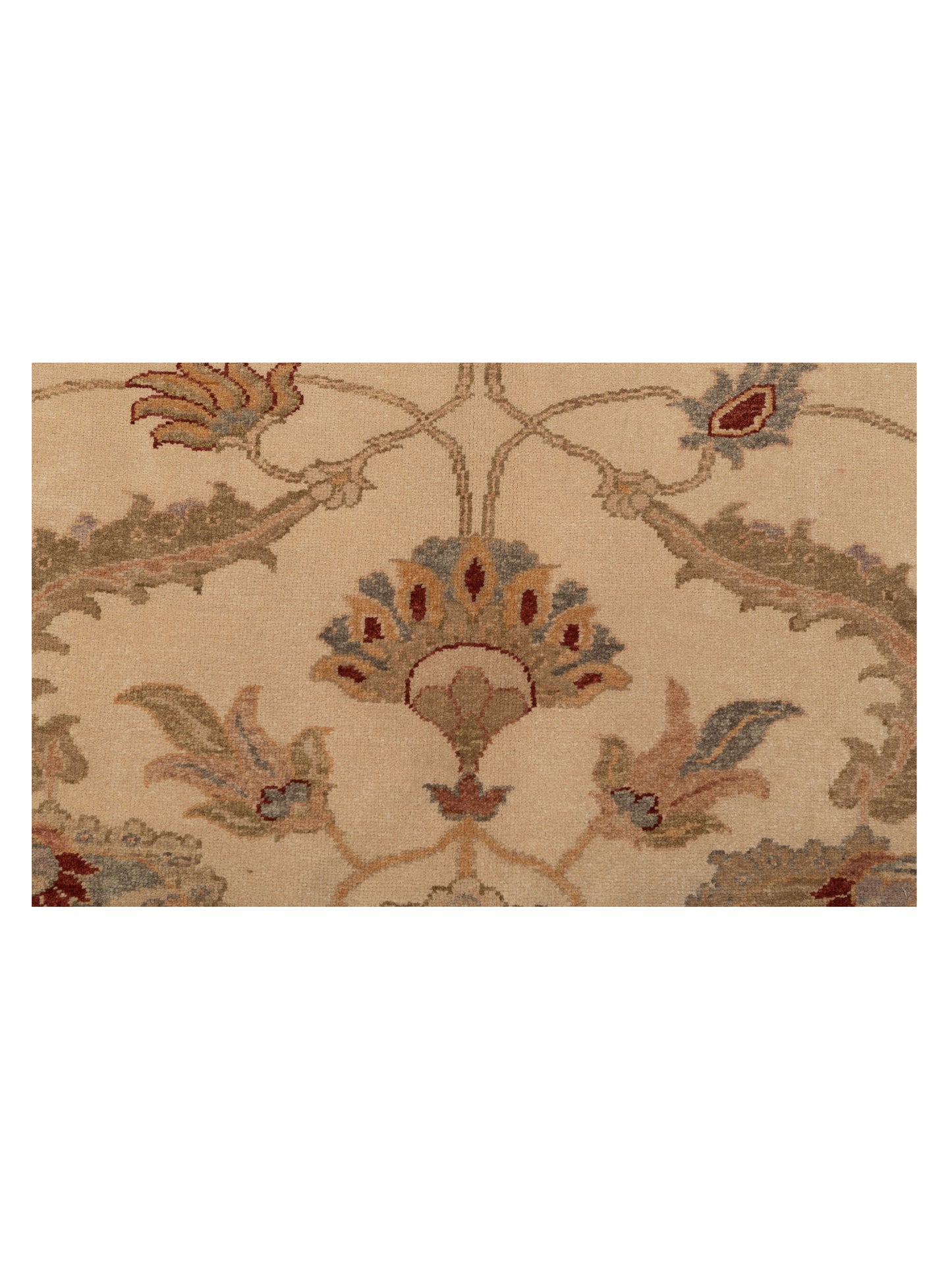 Turkish Elvan 76426 Ivory Beige 9.7x12.2 Hand Knotted Rug