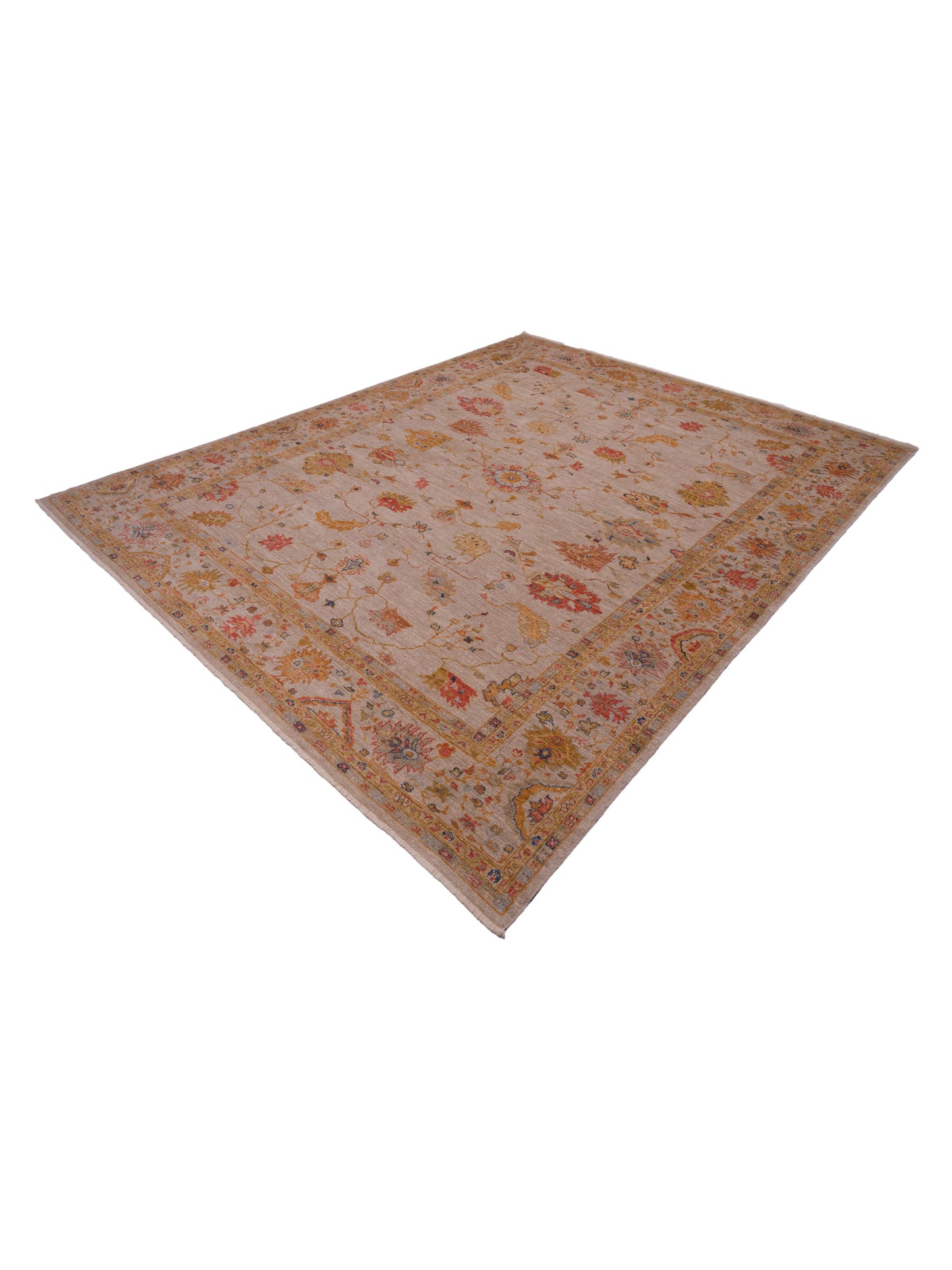 Angora Oushak 146539 Ivory Ivory 11.9x14.7 Hand Knotted Rug