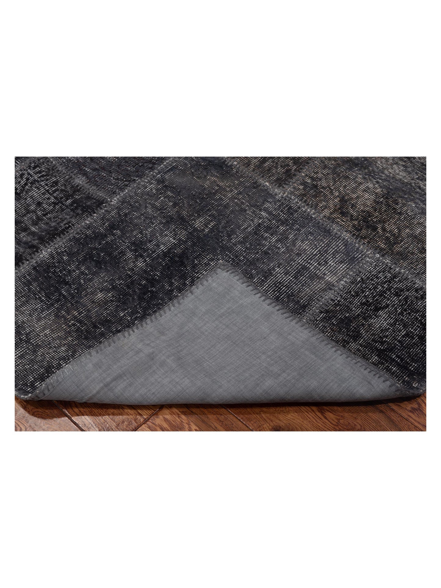 Turkish Vestige Patchwork 131032 Dark Gray Dark Gray 5x7.11 Hand Knotted Rug