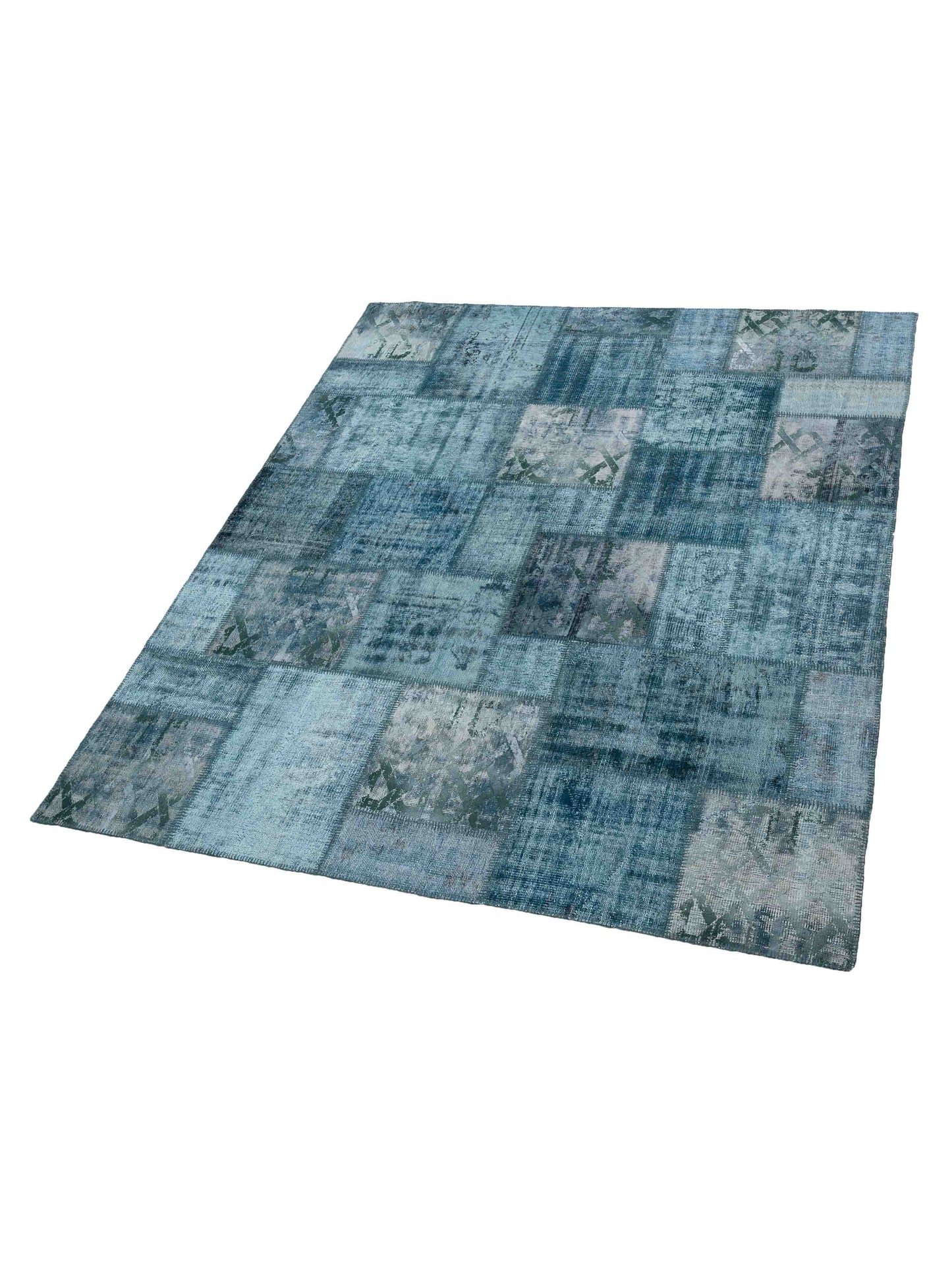 Turkish Vestige Patchwork 142780 Green 8.3x9.10 Hand Knotted Rug