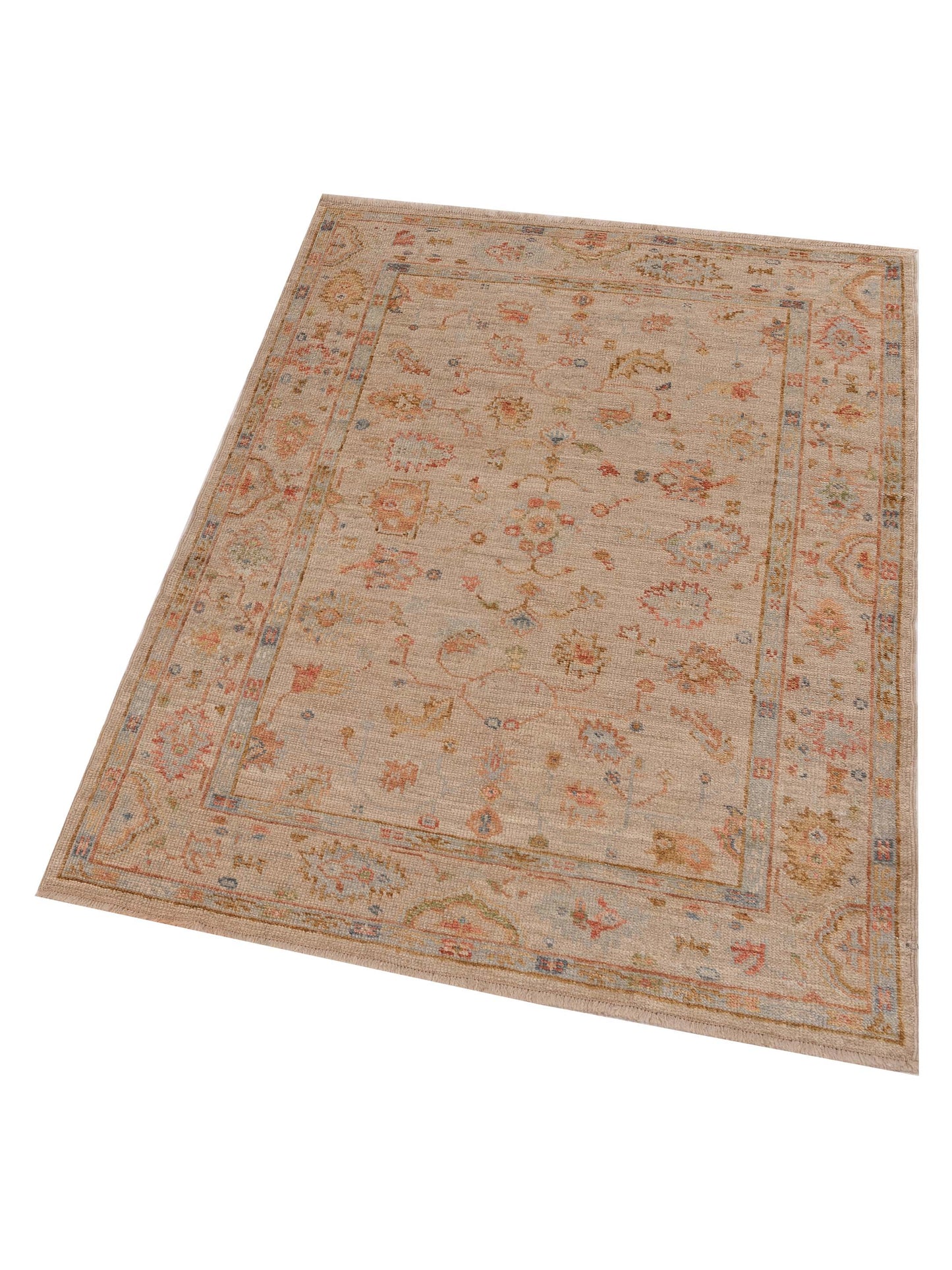 Angora Oushak 149311 Beige Beige 4.2x5.10 Hand Knotted Rug