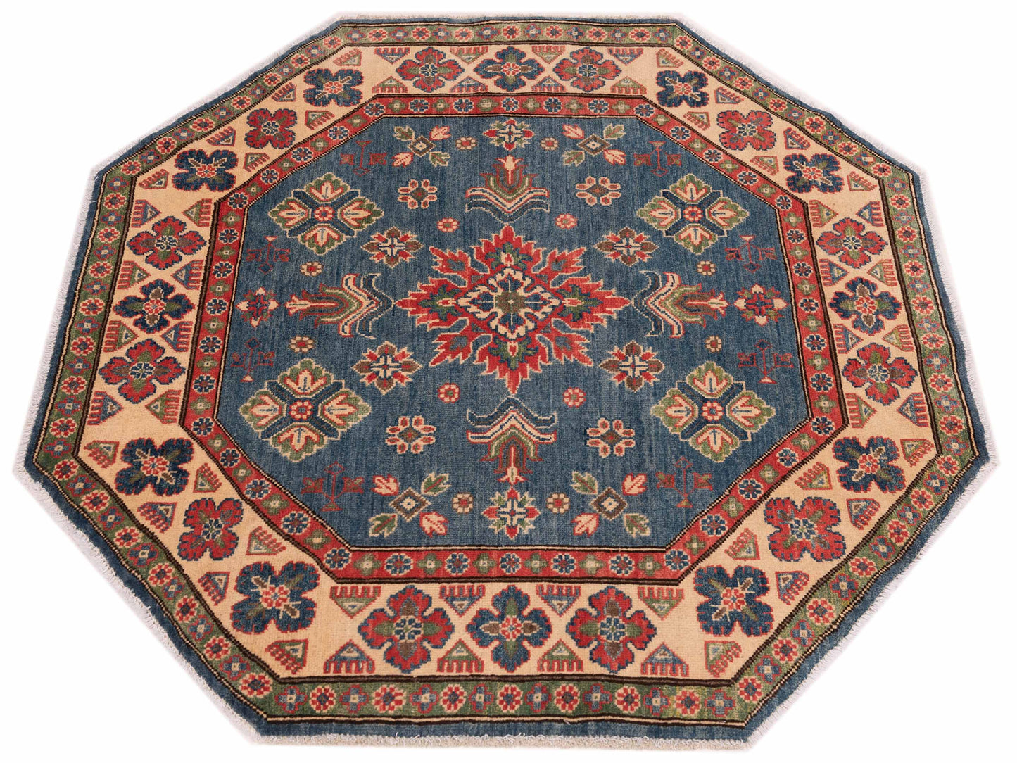 Kazak 148815 Blue Ivory 4.7x4.8 Hand Knotted Rug