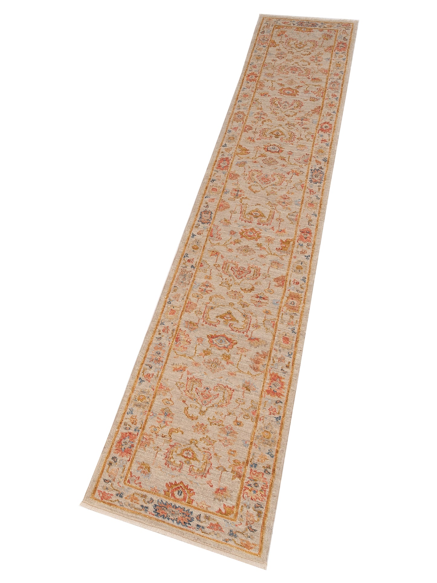Angora Oushak 146495 Ivory Ivory 2.8x15.3 Hand Knotted Rug