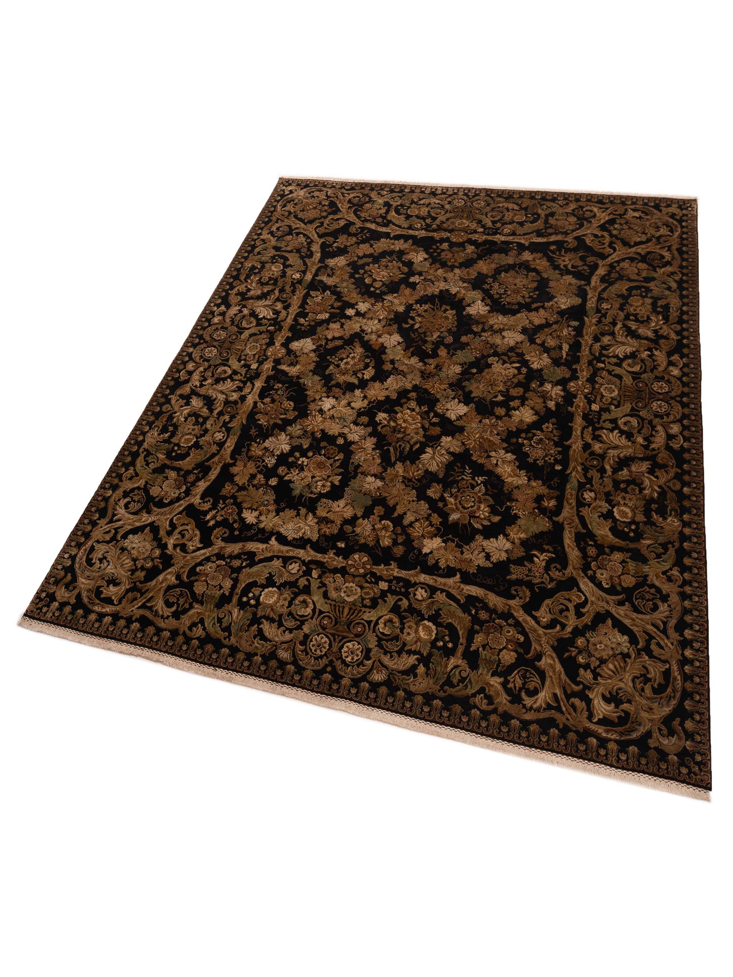 Imperial Silk 146438 Black Black 9.4x11.10 Hand Knotted Rug