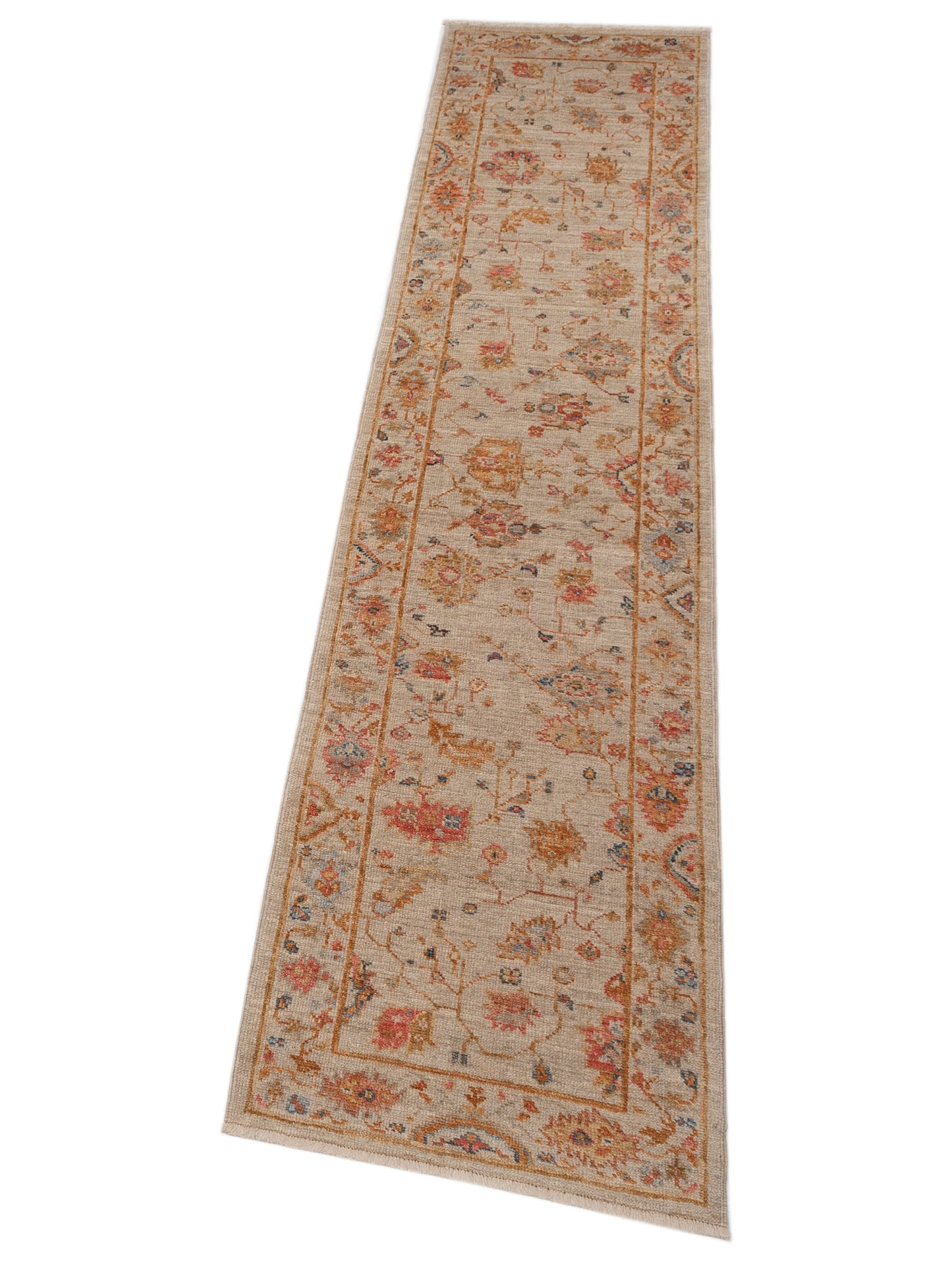 Angora Oushak 146520 Ivory Ivory 2.7x11.7 Hand Knotted Rug