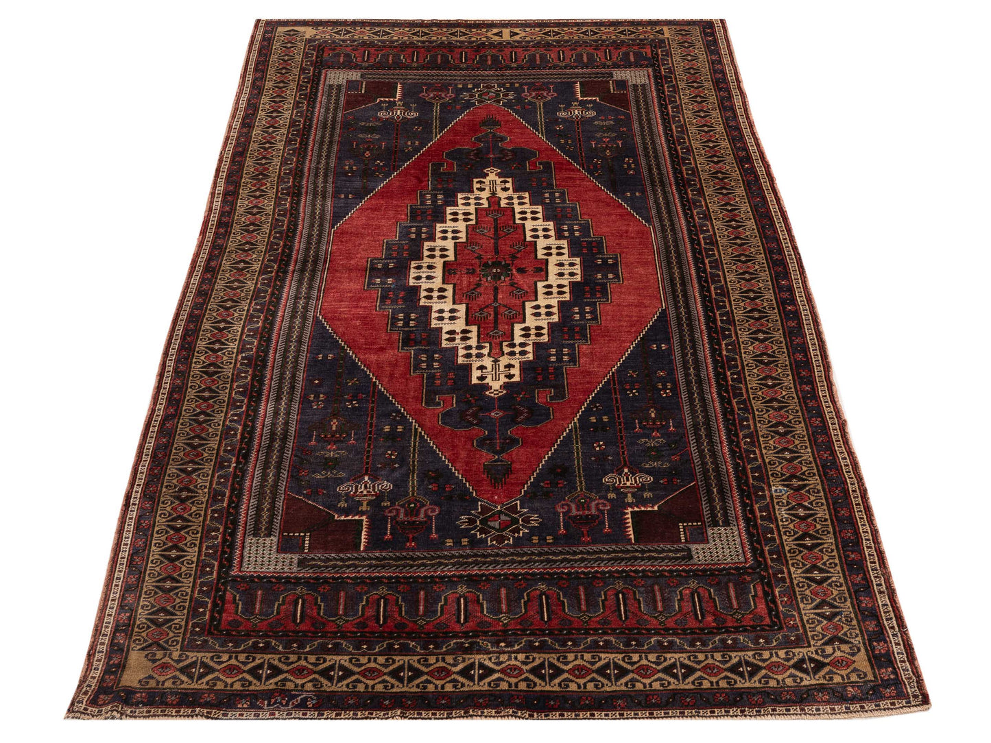 Old Anatolian 154110 Red Blue 5.9x10.3 Hand Knotted Rug