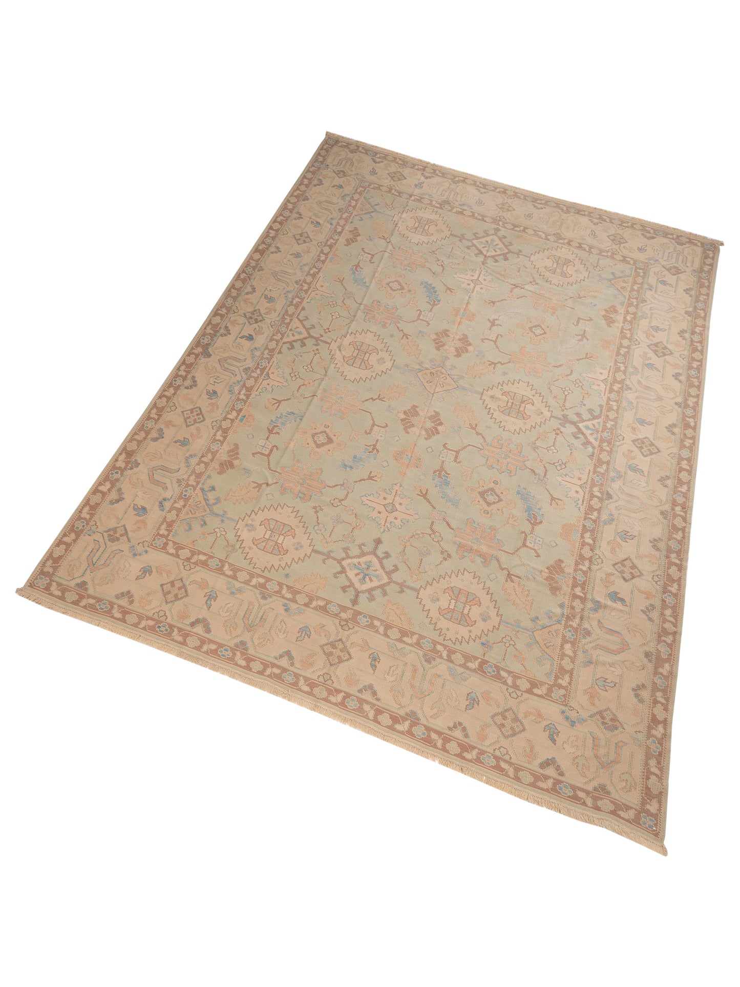 Transilvanian Kilim 73797 Green Beige 11.4x15.6 Hand Woven Rug