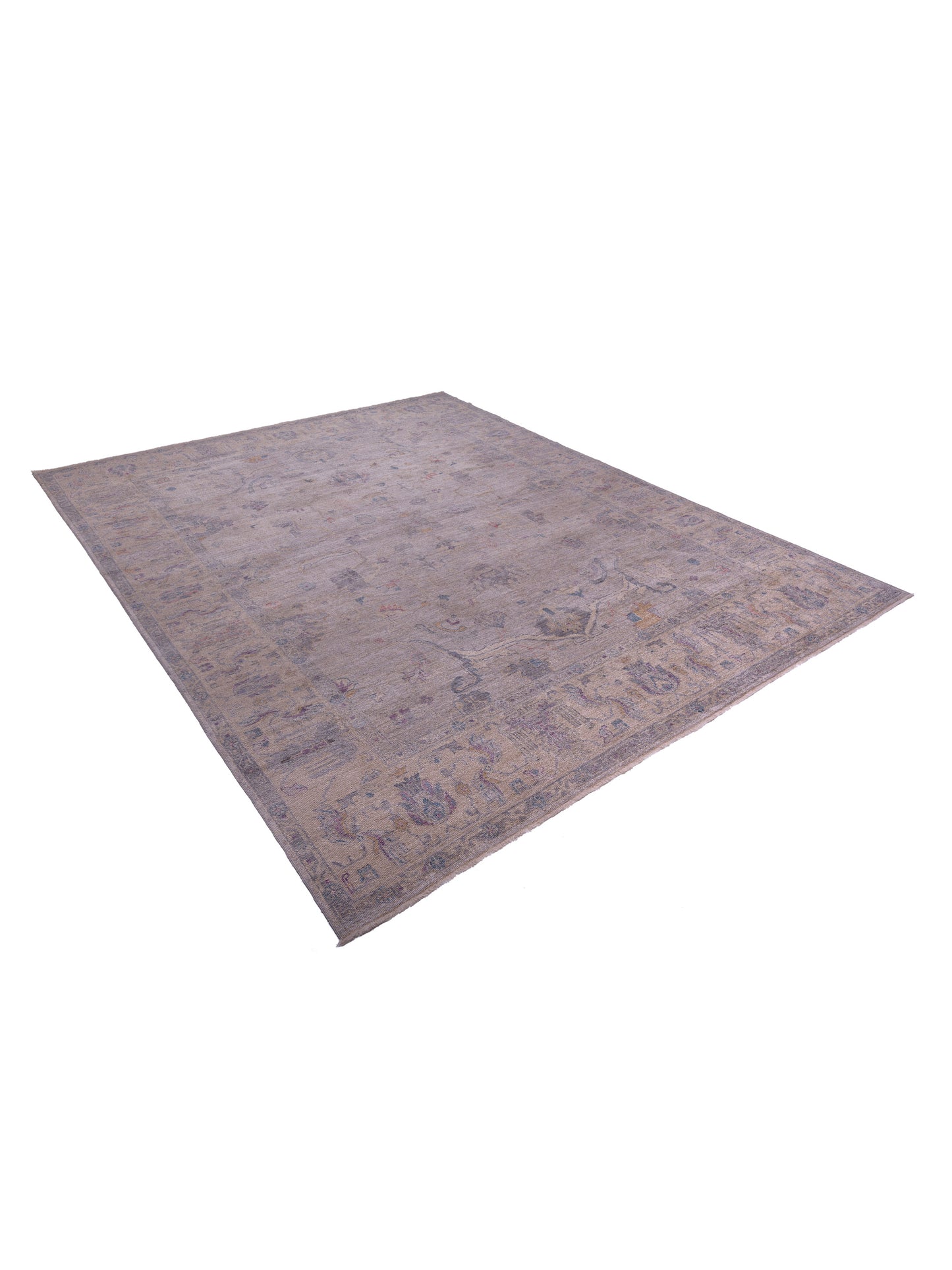 Angora Oushak 146472 Gray Ivory 11.9x14.8 Hand Knotted Rug