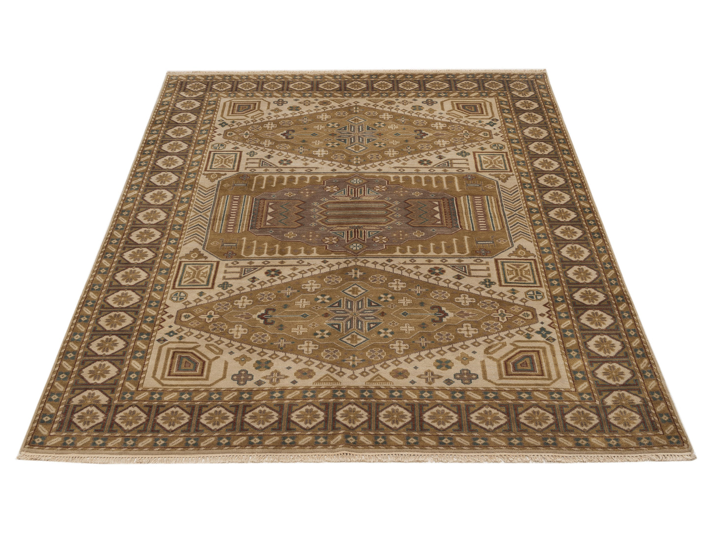 Lilac 103375 Ivory Navy 7.11x9.9 Hand Knotted Rug