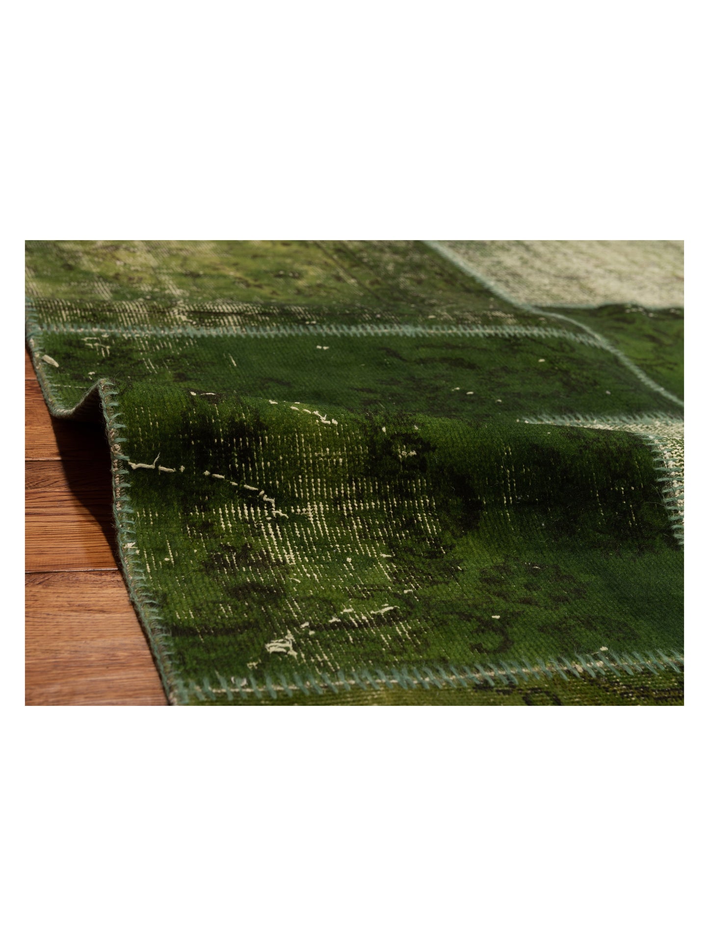 Turkish Vestige Patchwork 108980 Green 8.11x11.5 Hand Knotted Rug