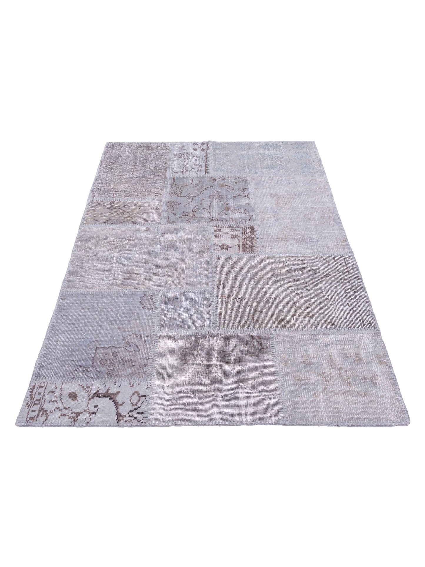 Turkish Vestige Patchwork 129012 Gray 4x6 Hand Knotted Rug
