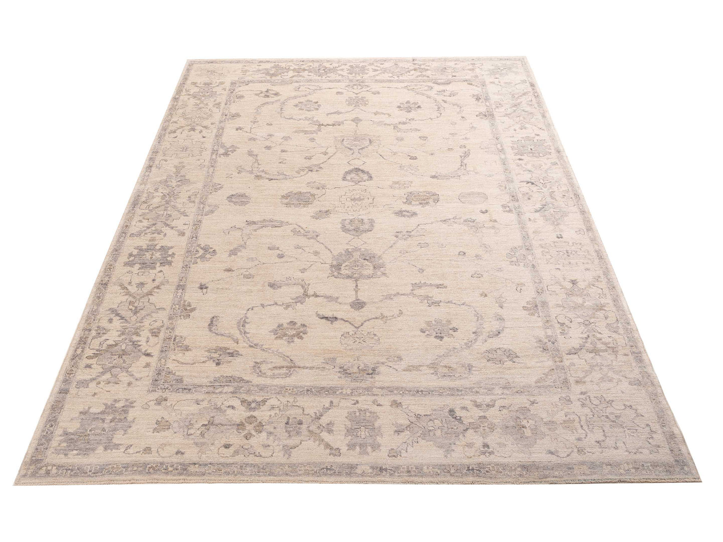 Angora Oushak 156129 Ivory Ivory 10.1x13.8 Hand Knotted Rug