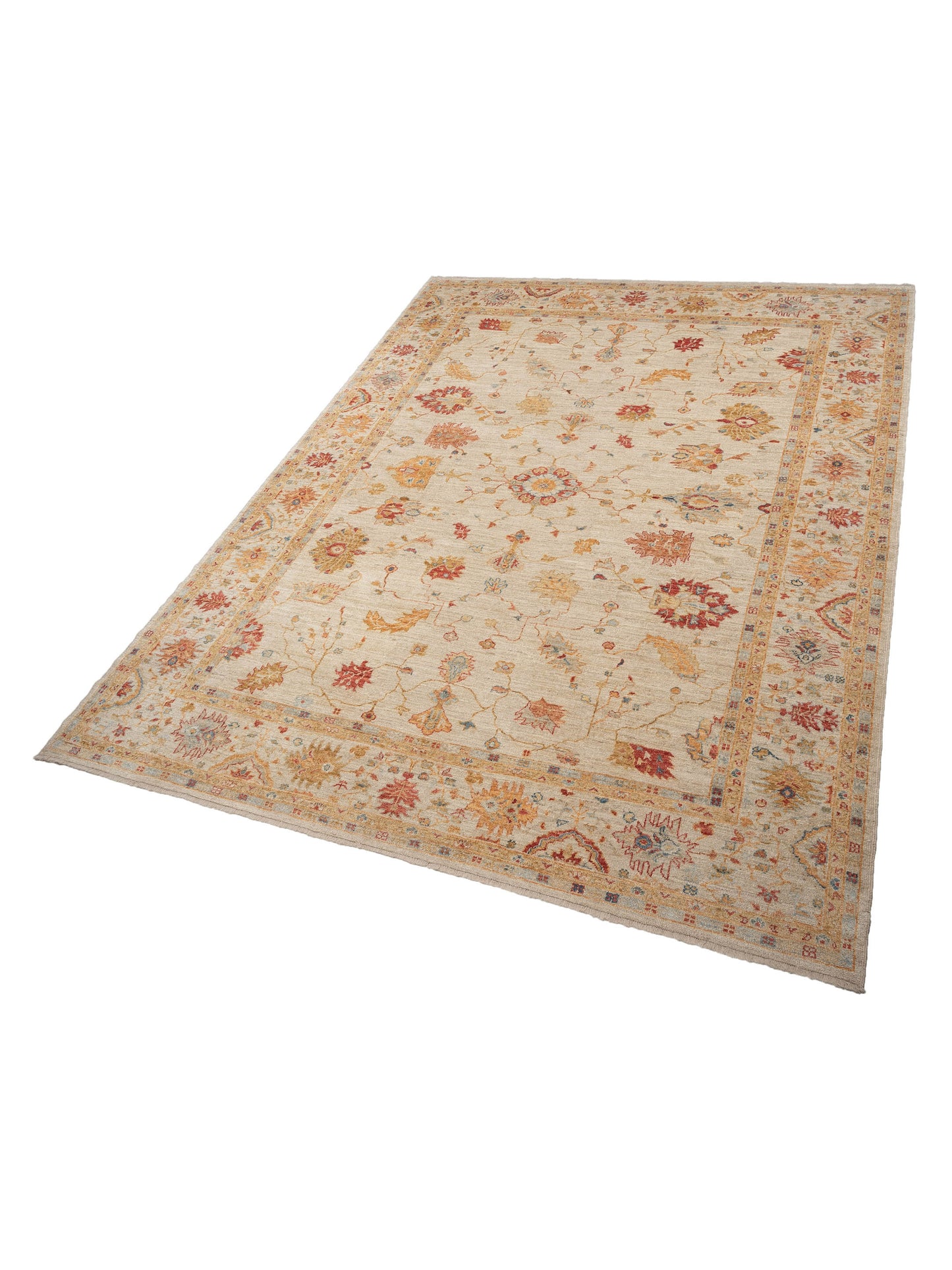 Angora Oushak 147069 Ivory Ivory 11.7x15.2 Hand Knotted Rug