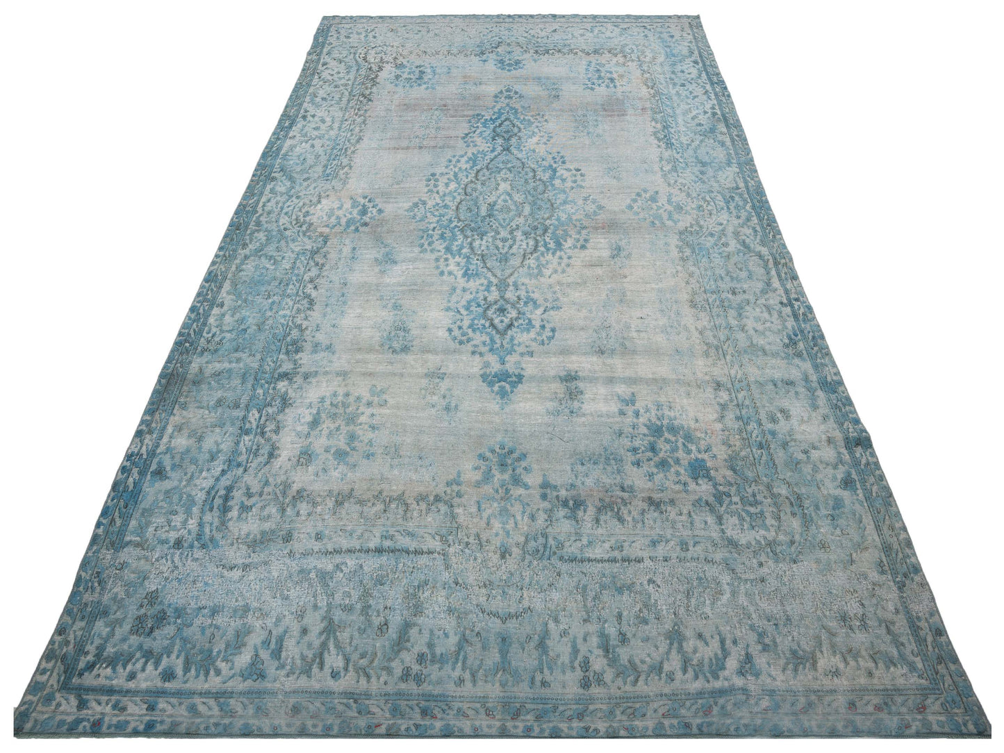Vintage 130321 Blue 9.9x15.2 Hand Knotted Rug