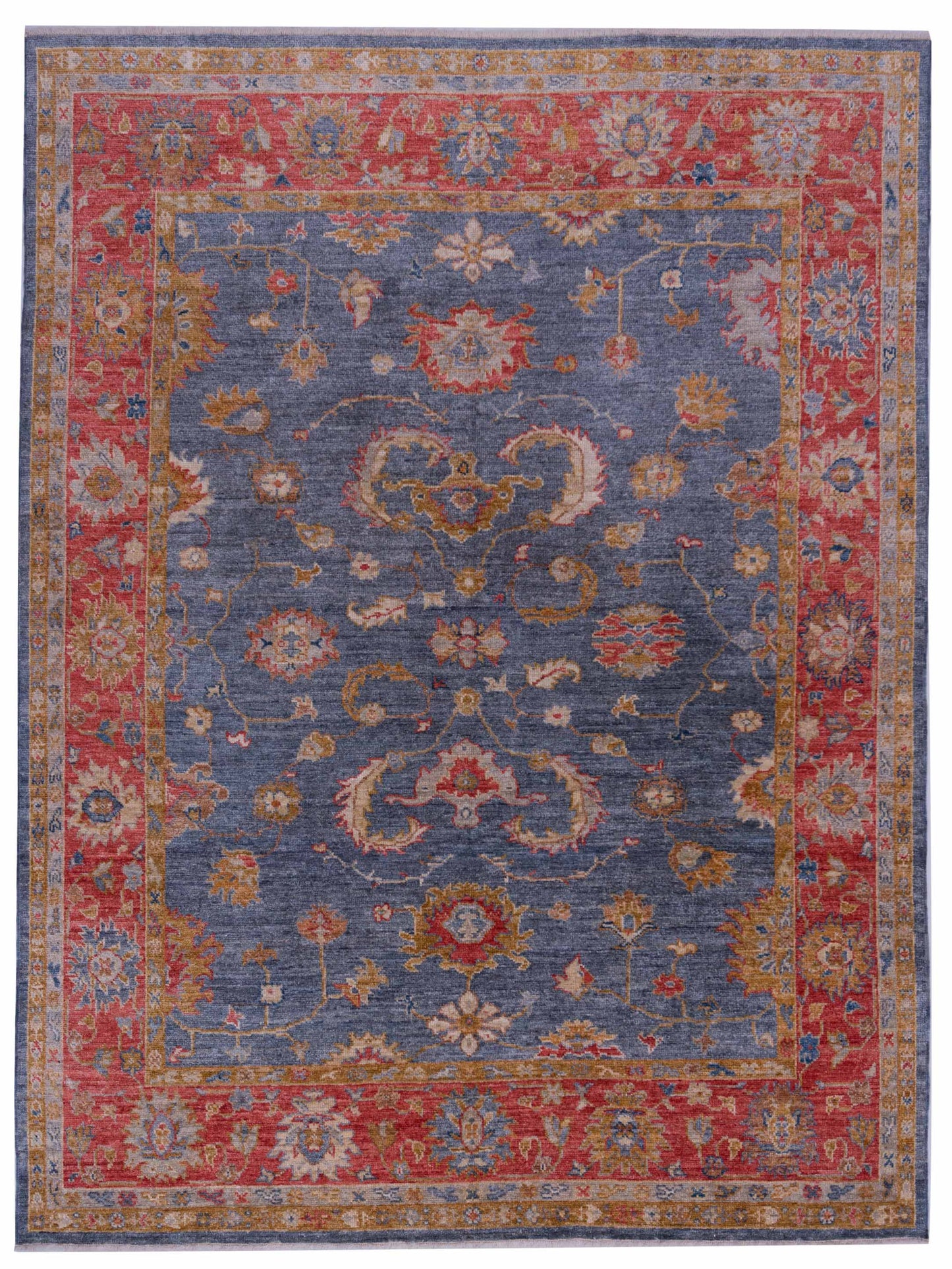 Anadol Angora Oushak  Teal Blue Red Traditional